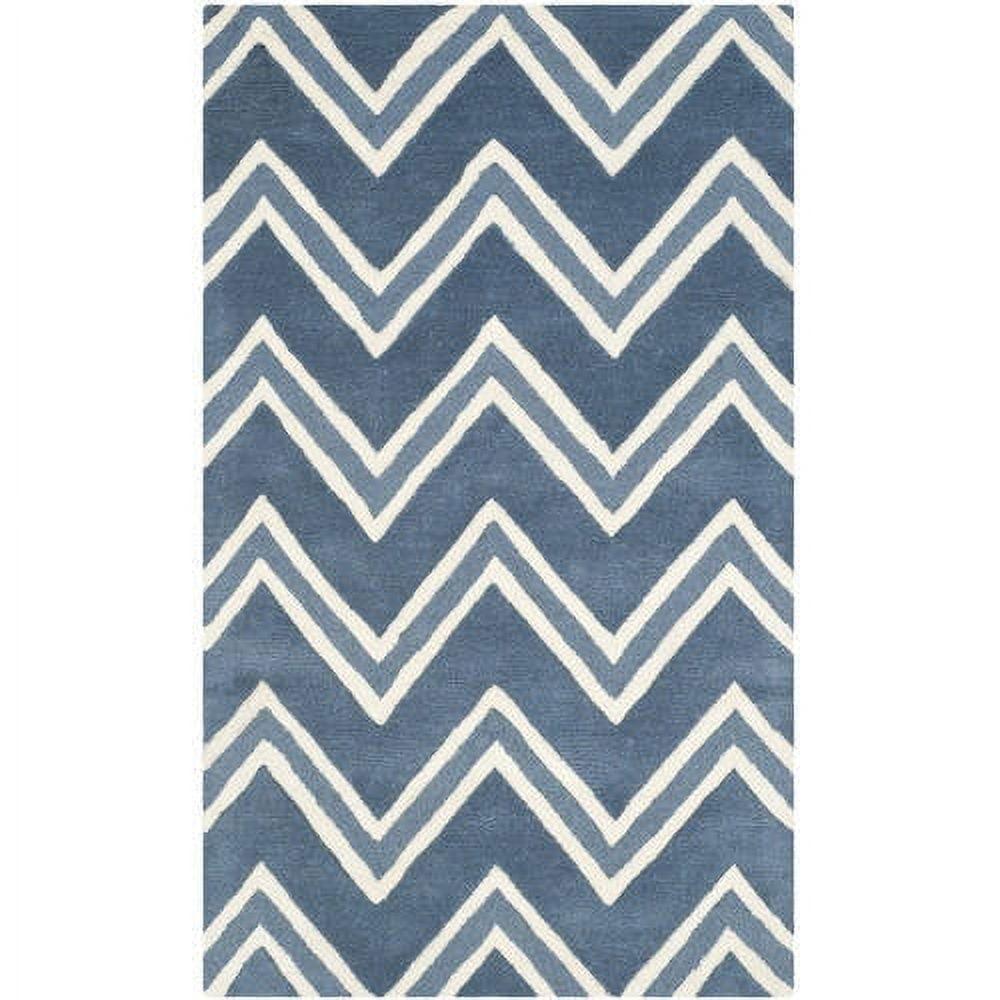 SAFAVIEH Cambridge Ravenna Geometric Wool Area Rug, Navy/Ivory, 3' x 5'
