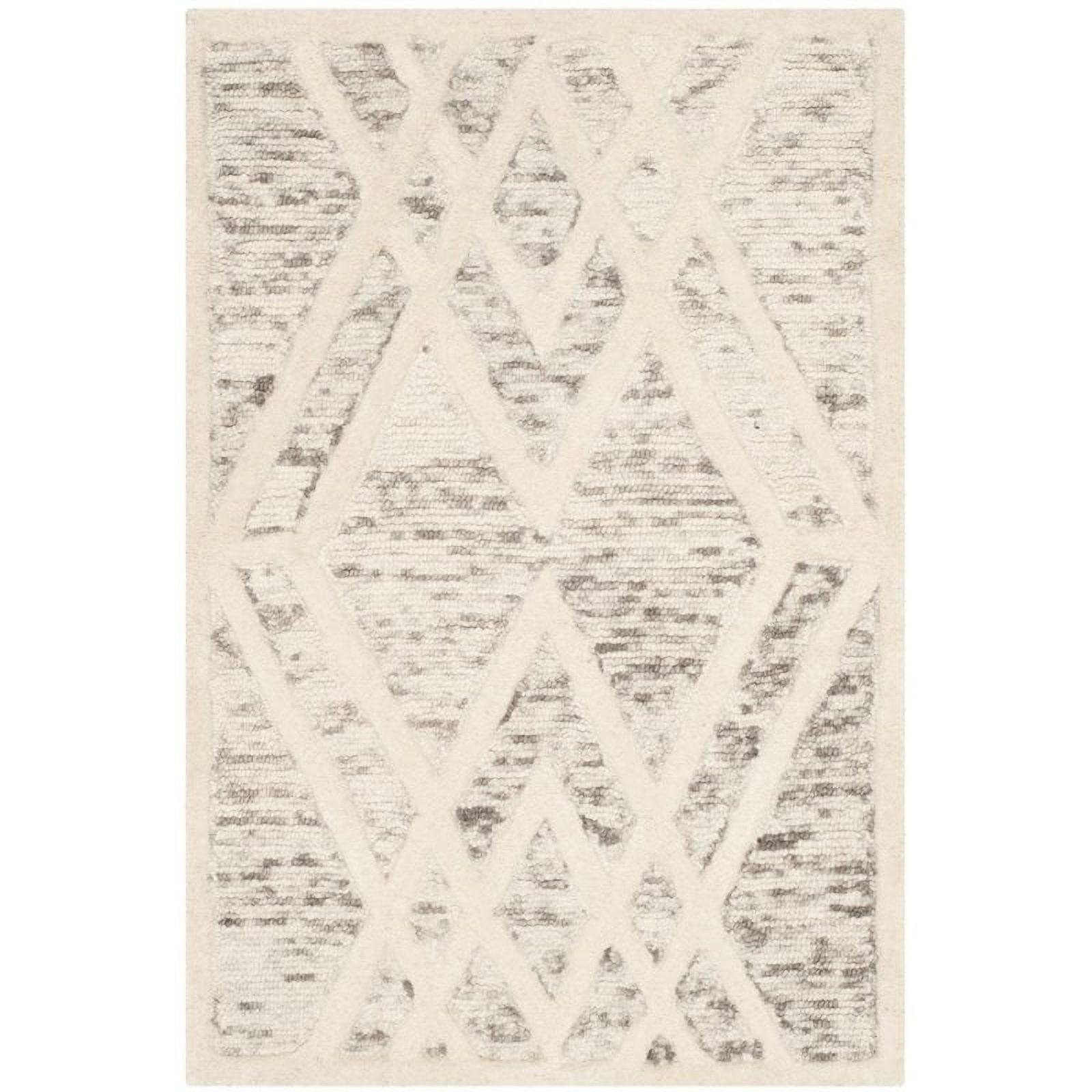SAFAVIEH Cambridge Rordan Faded Geometric Wool Area Rug, Light Brown/Ivory, 8' x 10'