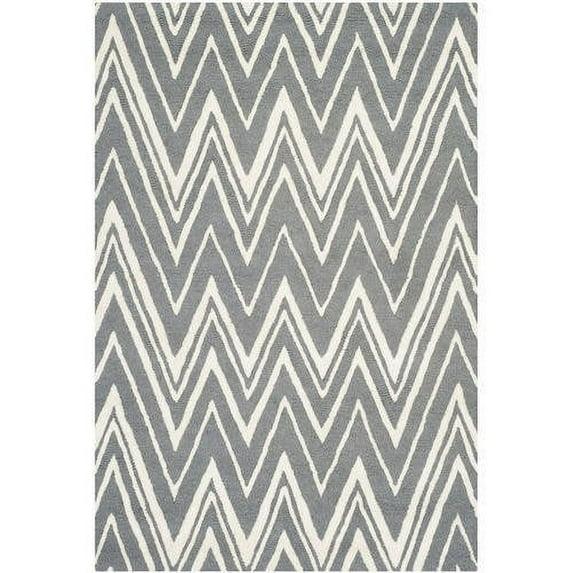 SAFAVIEH Cambridge Sam Geometric Wool Area Rug, Dark Grey/Ivory, 10' x 14'