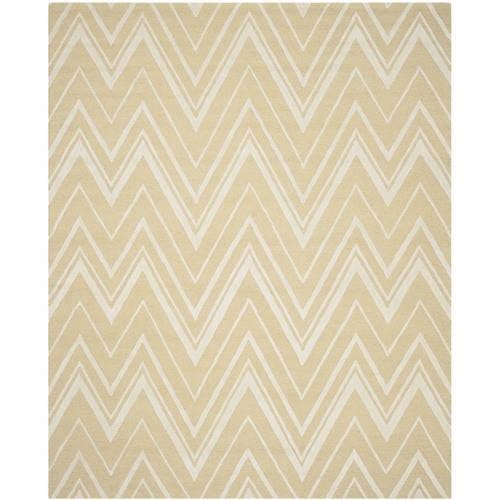 SAFAVIEH Cambridge Sam Zig Zag Stripes Wool Area Rug, Light Gold/Ivory, 3' x 5'