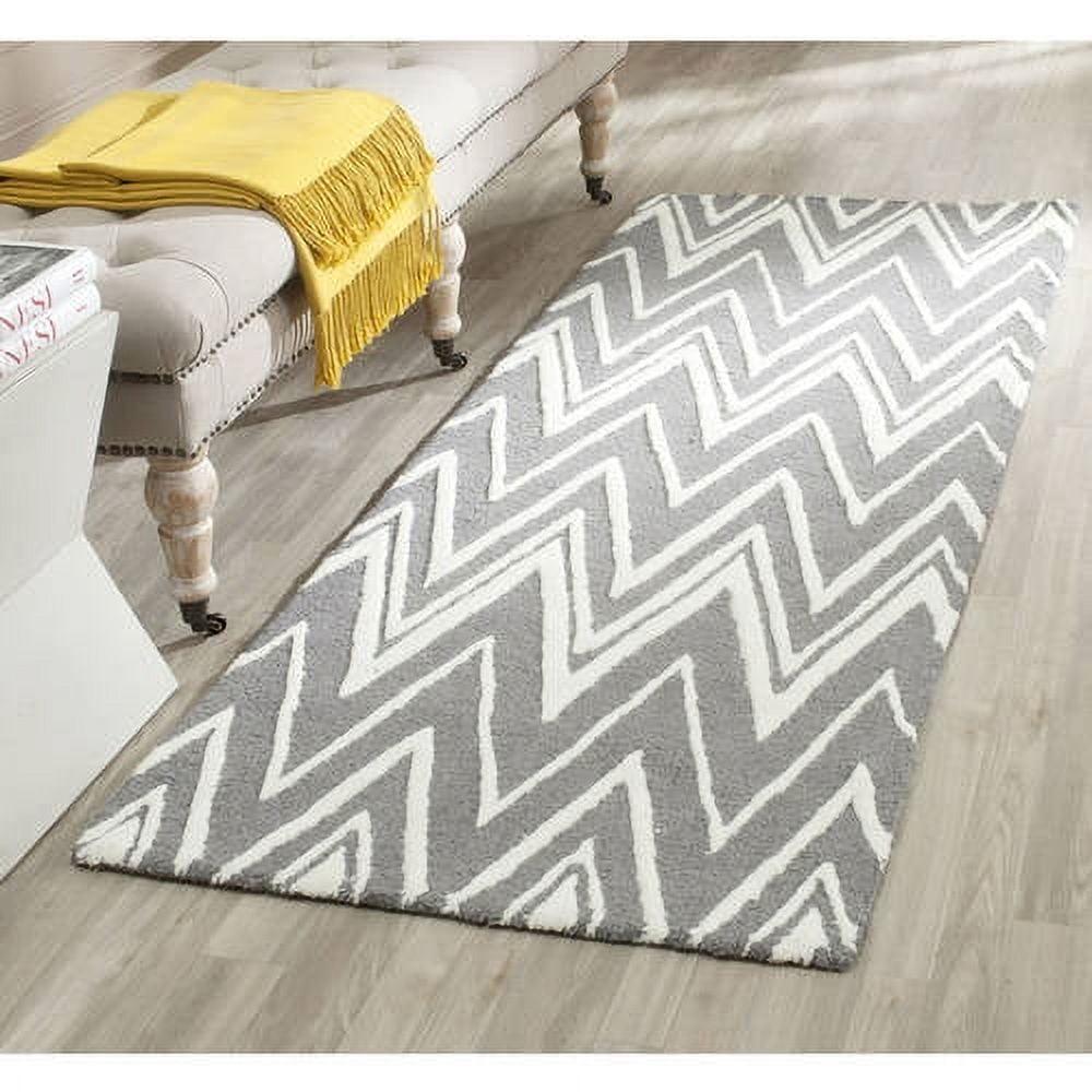 Hand-Tufted Wool Square Rug in Dark Grey/Ivory, 30" Non-Slip