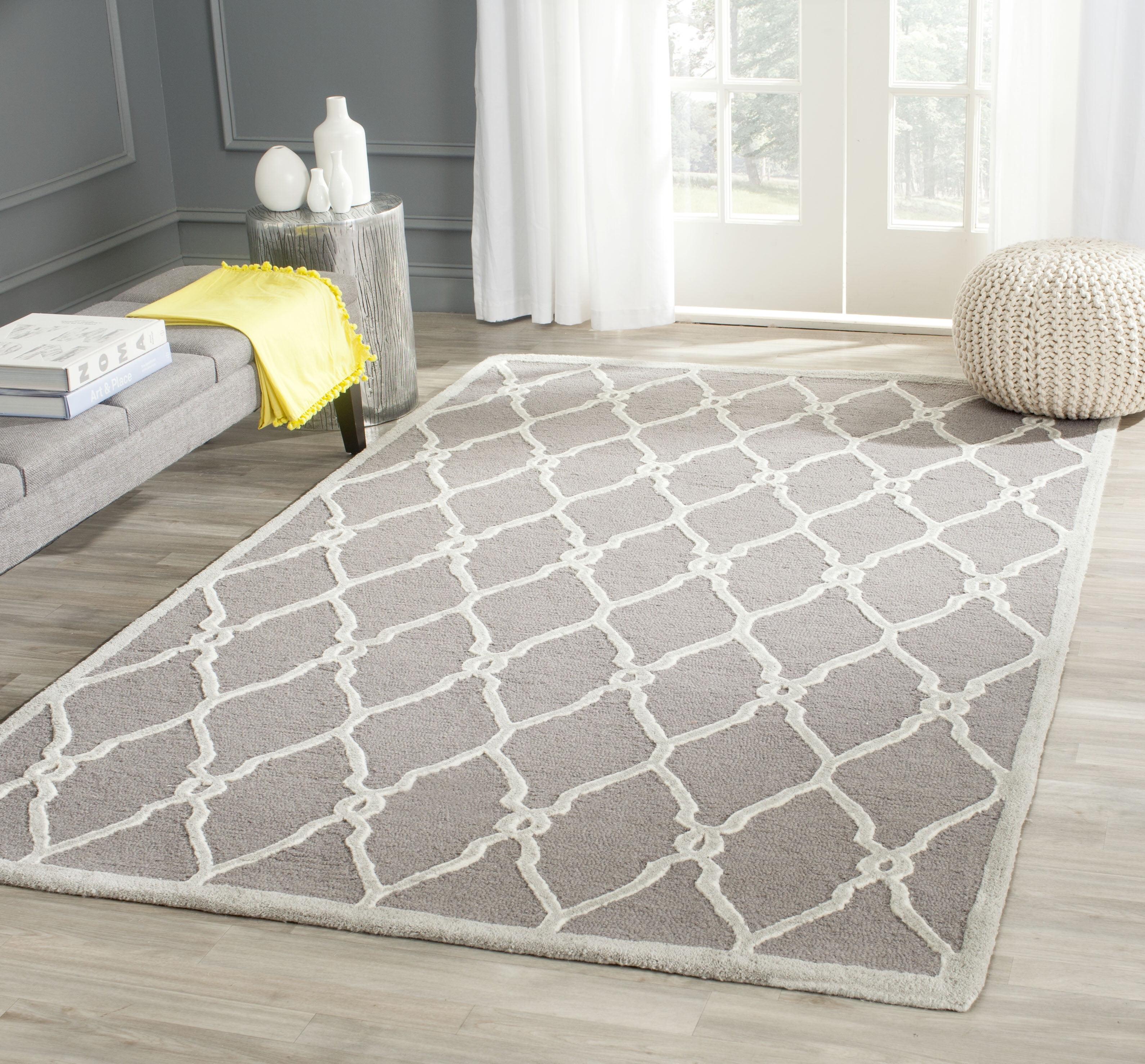 SAFAVIEH Cambridge Selwyn Geometric Wool Area Rug, Dark Grey/Ivory, 9' x 12'