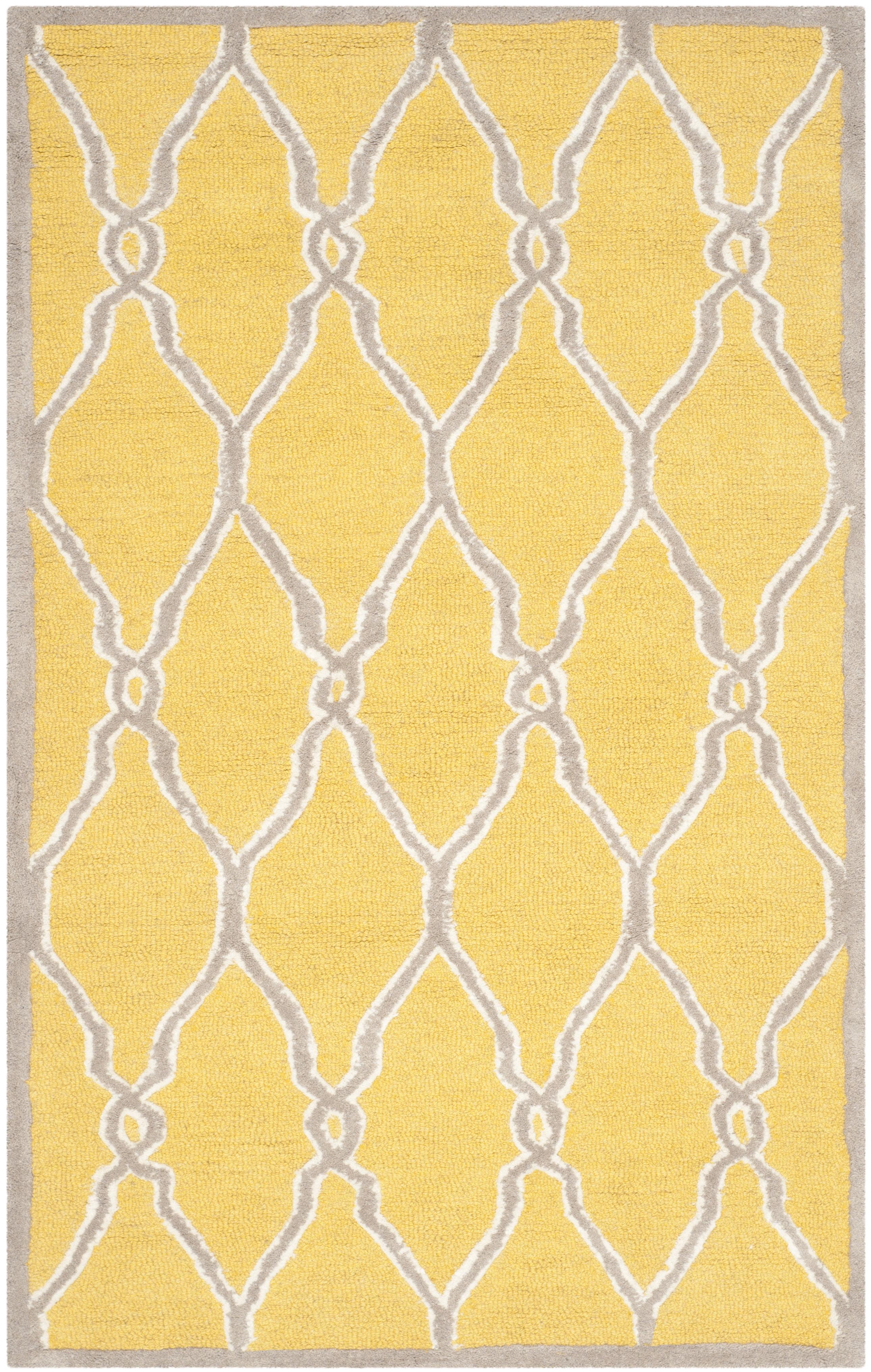 Hand-Tufted Gold Ivory Wool Rectangular Rug, 4' x 6'