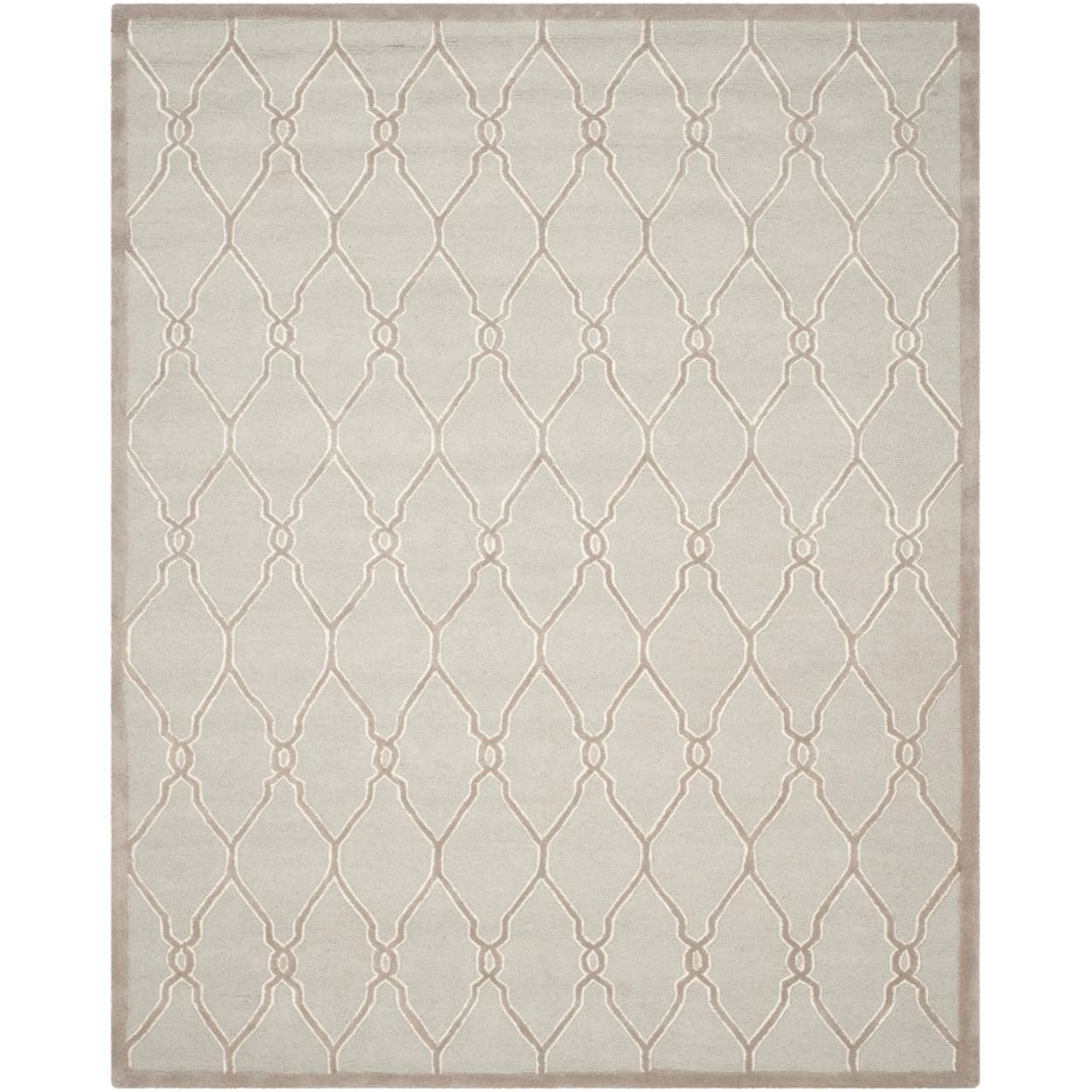 SAFAVIEH Cambridge Selwyn Geometric Wool Area Rug, Light Grey/Ivory, 10' x 14'