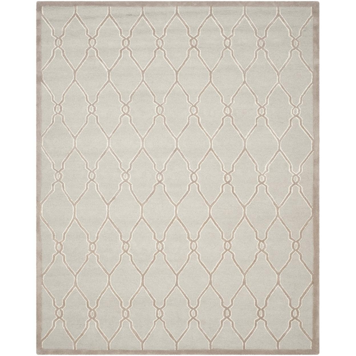SAFAVIEH Cambridge Selwyn Geometric Wool Runner Rug, Light Grey/Ivory, 2'6" x 8'