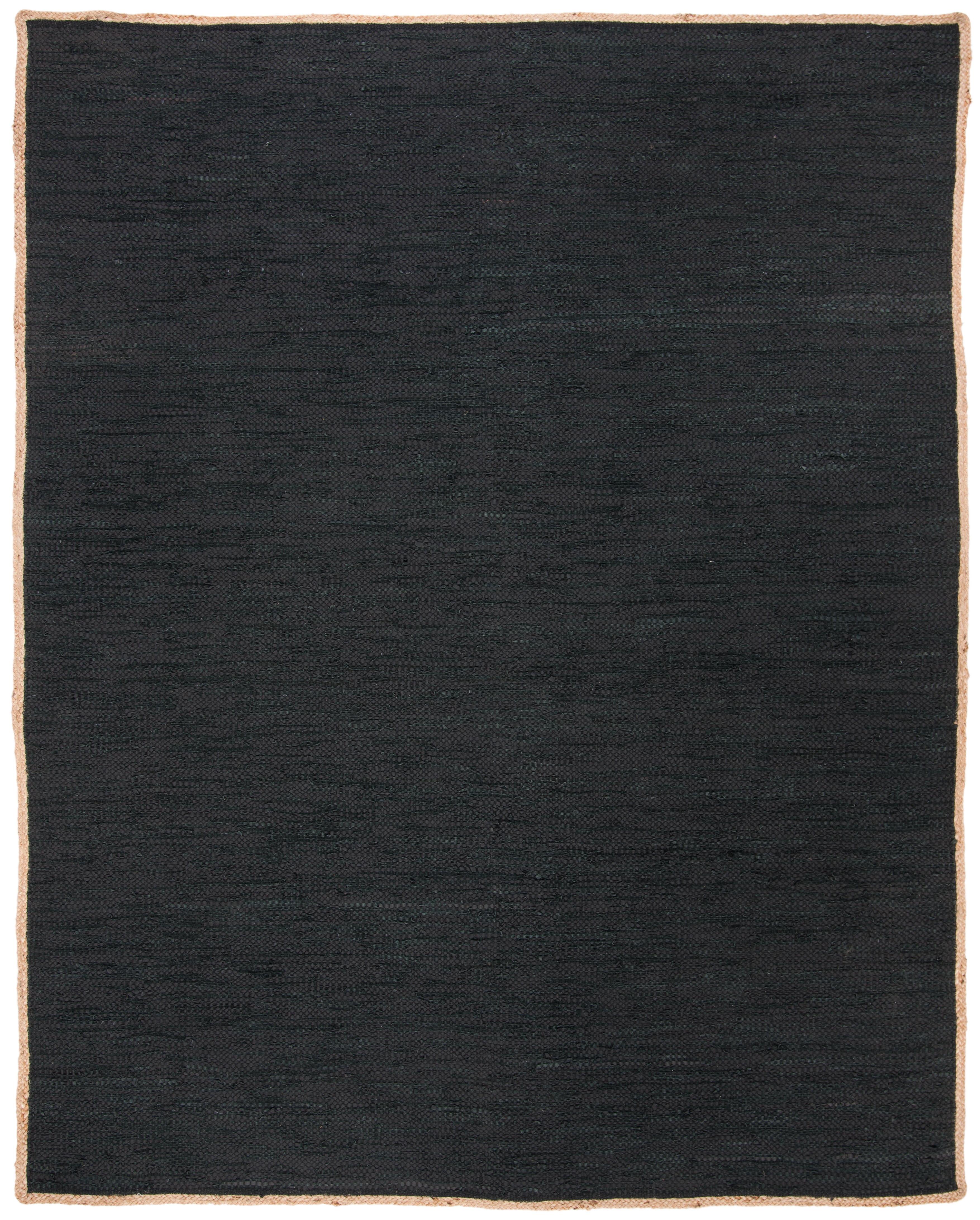 Hand-Knotted Black and Natural Wool Area Rug, 4' x 6'