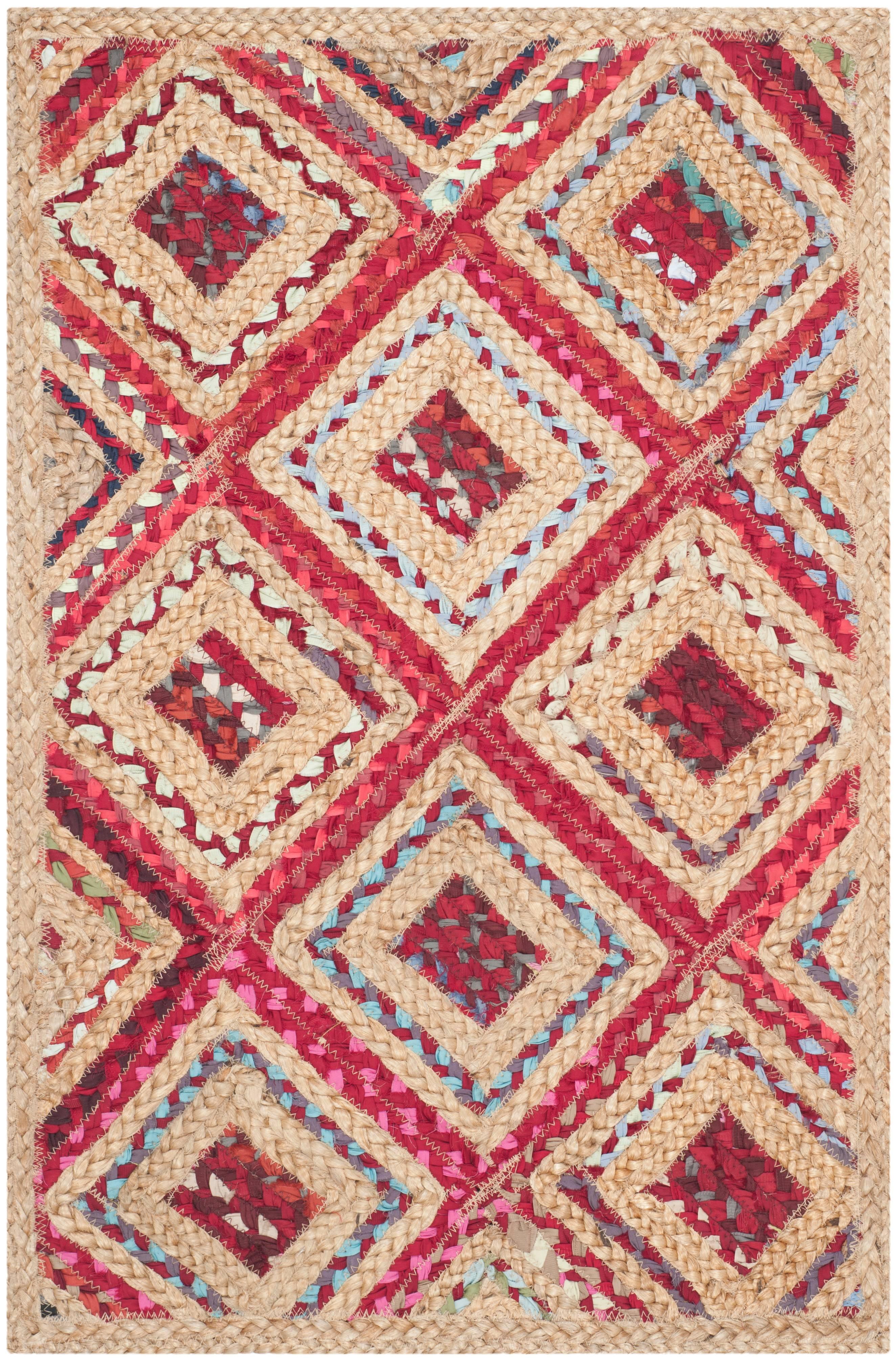 Cape Cod CAP354 Woven Indoor Area Rug - Natural/Red - 2'3"x4' - Safavieh