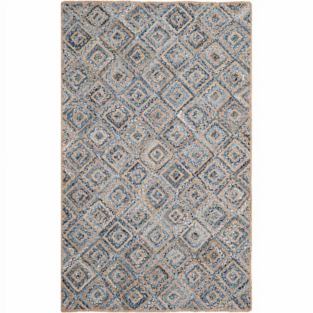 SAFAVIEH Cape Cod Alayna Braided Geometric Jute Area Rug, 5' x 8', Natural/Blue