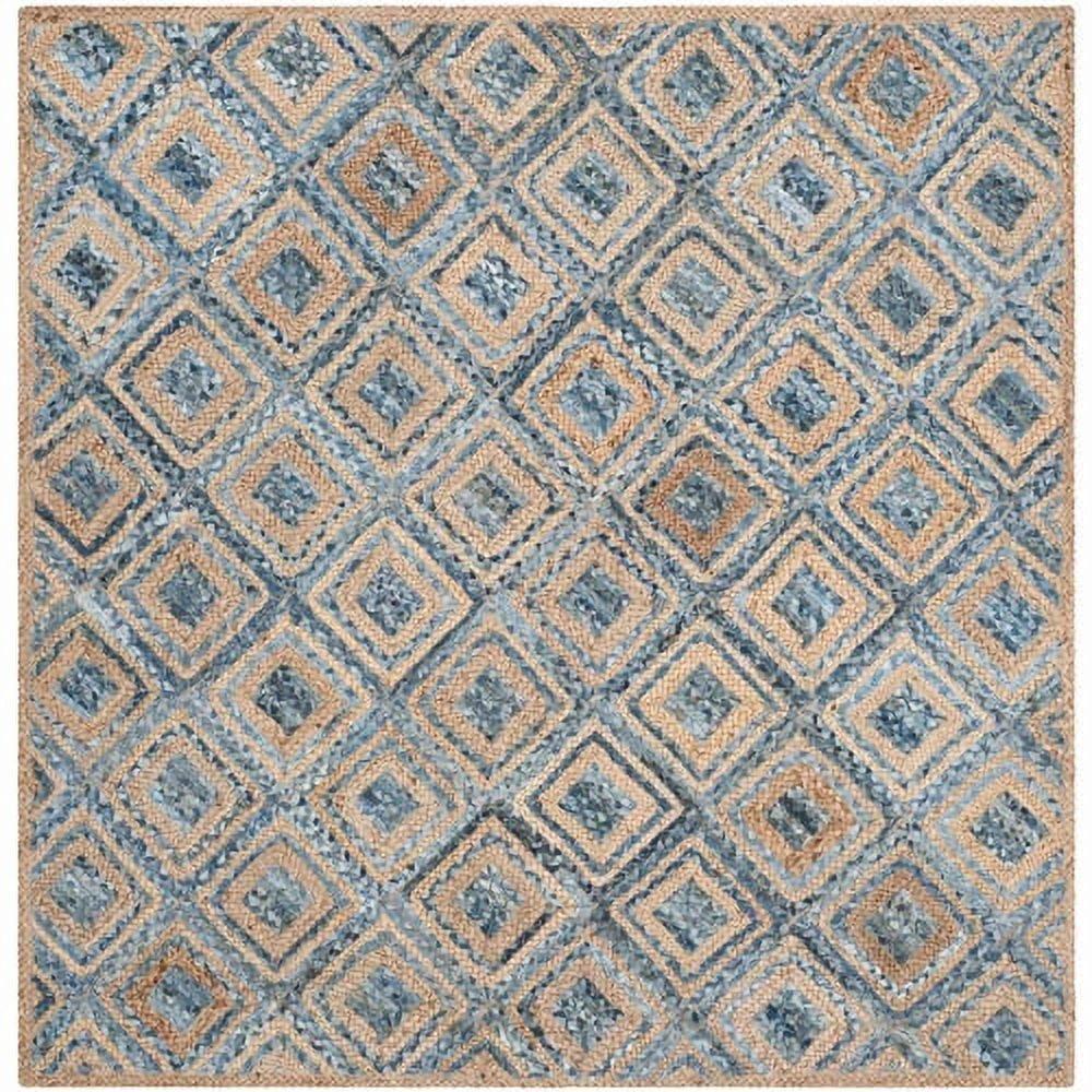 Cape Cod CAP354 Woven Indoor Area Rug - Natural/Blue - 6'x6' - Safavieh