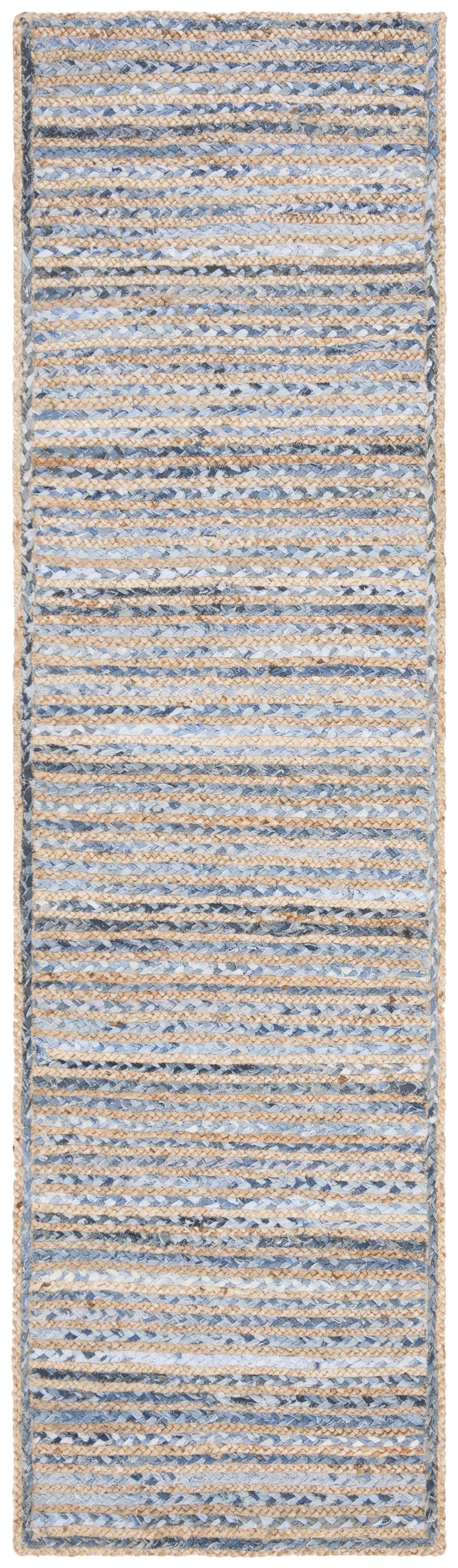 Cape Cod CAP250 Hand Woven Runner Rug - Natural/Blue - 2'3"x12' - Safavieh.
