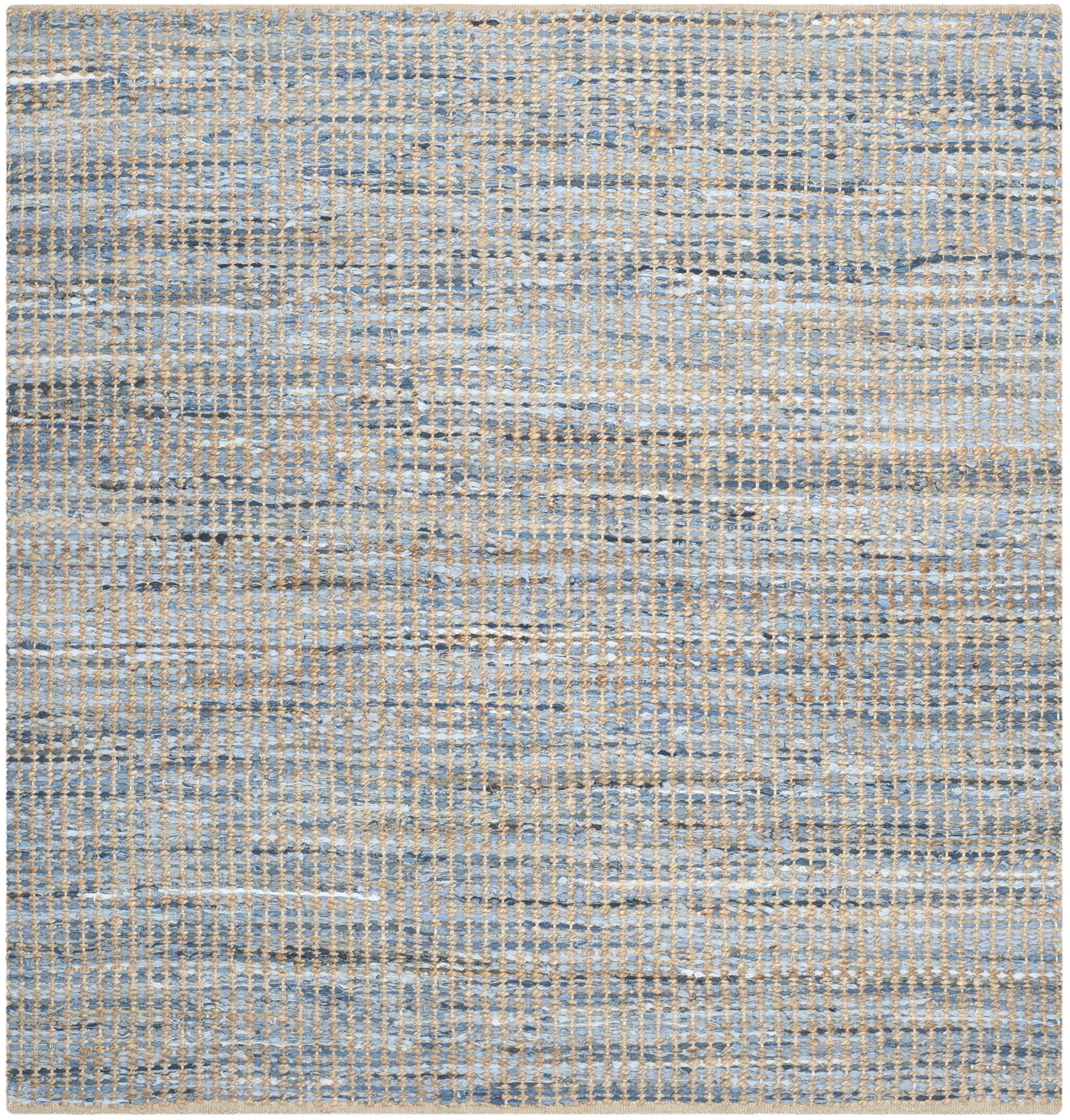 Cape Cod CAP352 Hand Woven Area Rug - Natural/Blue - 4'x4' - Safavieh.
