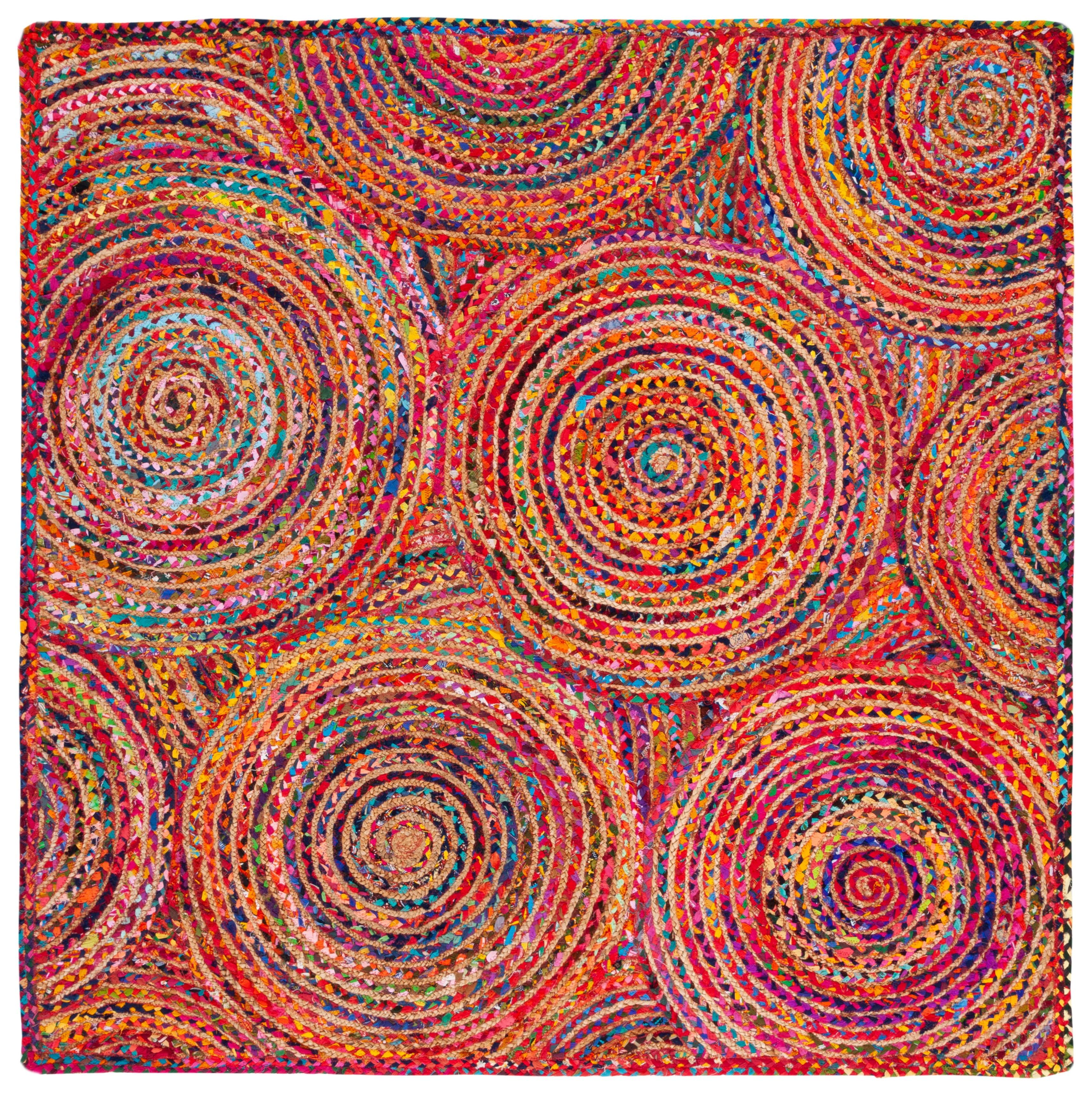 Cape Cod CAP203 Woven Indoor Area Rug - Red/Multi - 6'x6' - Safavieh