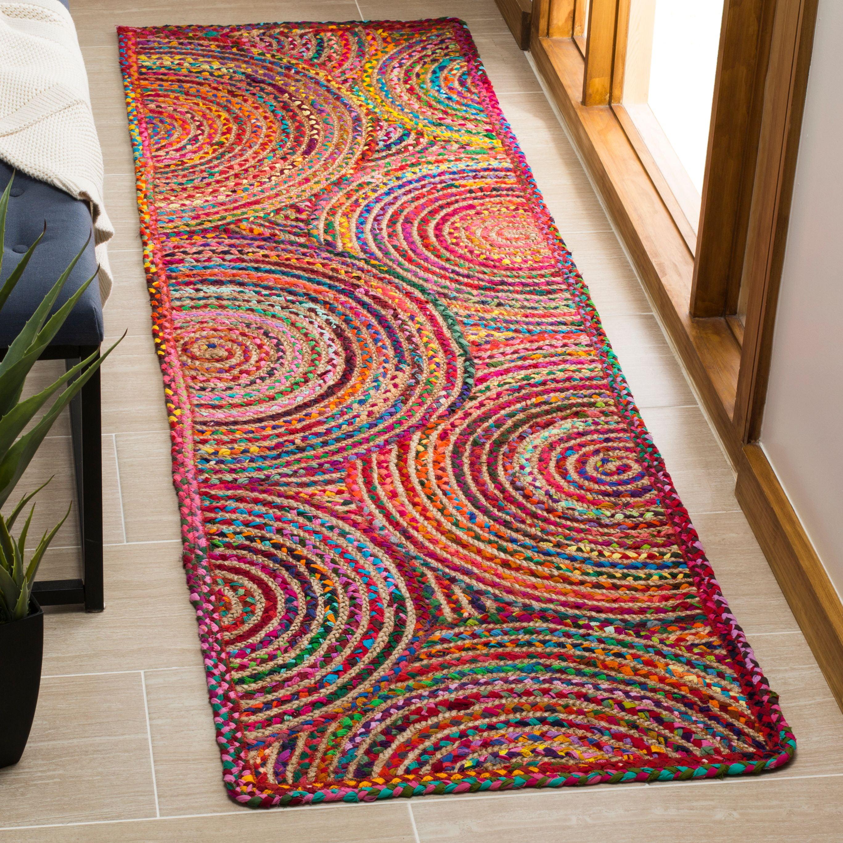 Handwoven Red Geometric Cotton Runner Rug