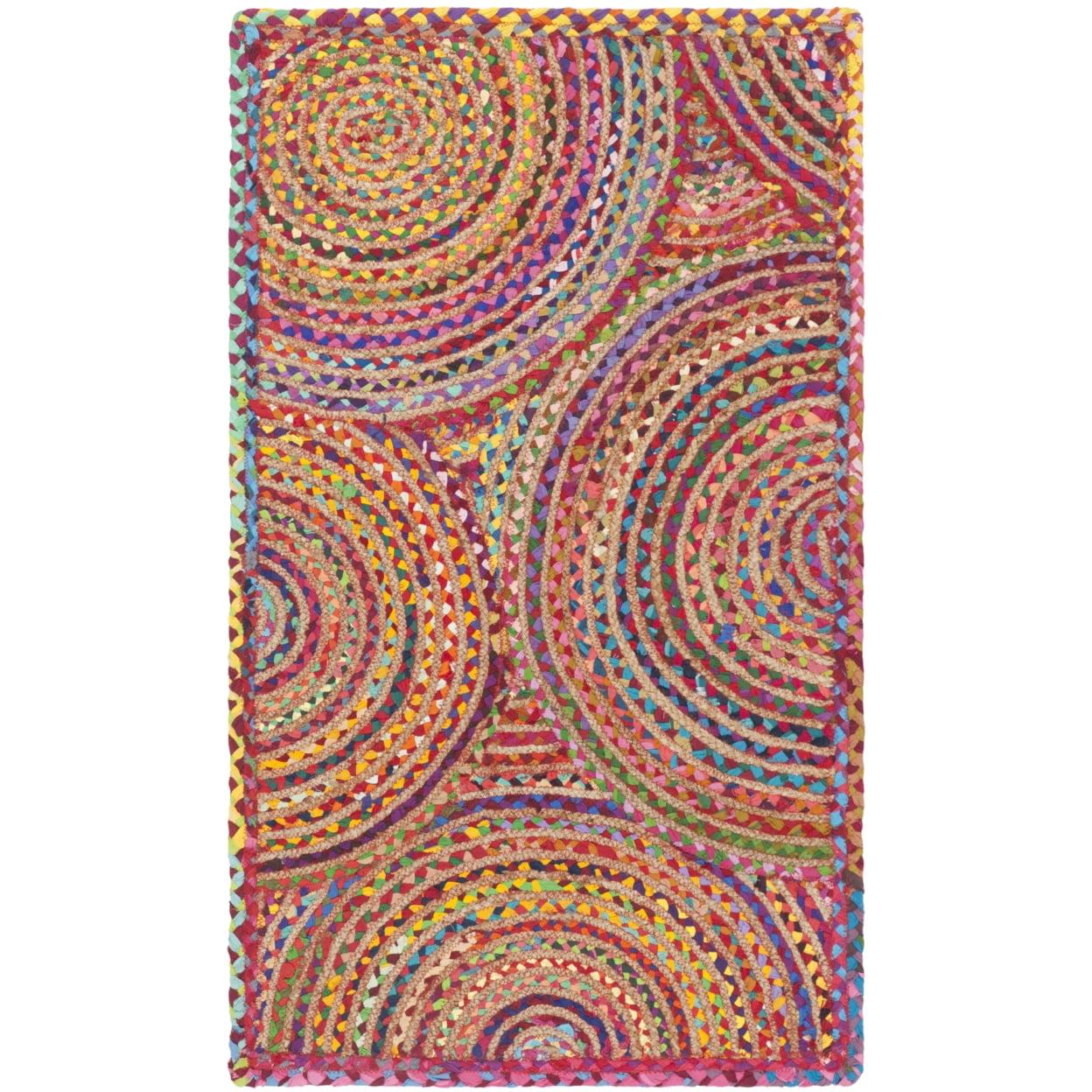 Cape Cod Red and Multicolor Handmade Wool Cotton Area Rug