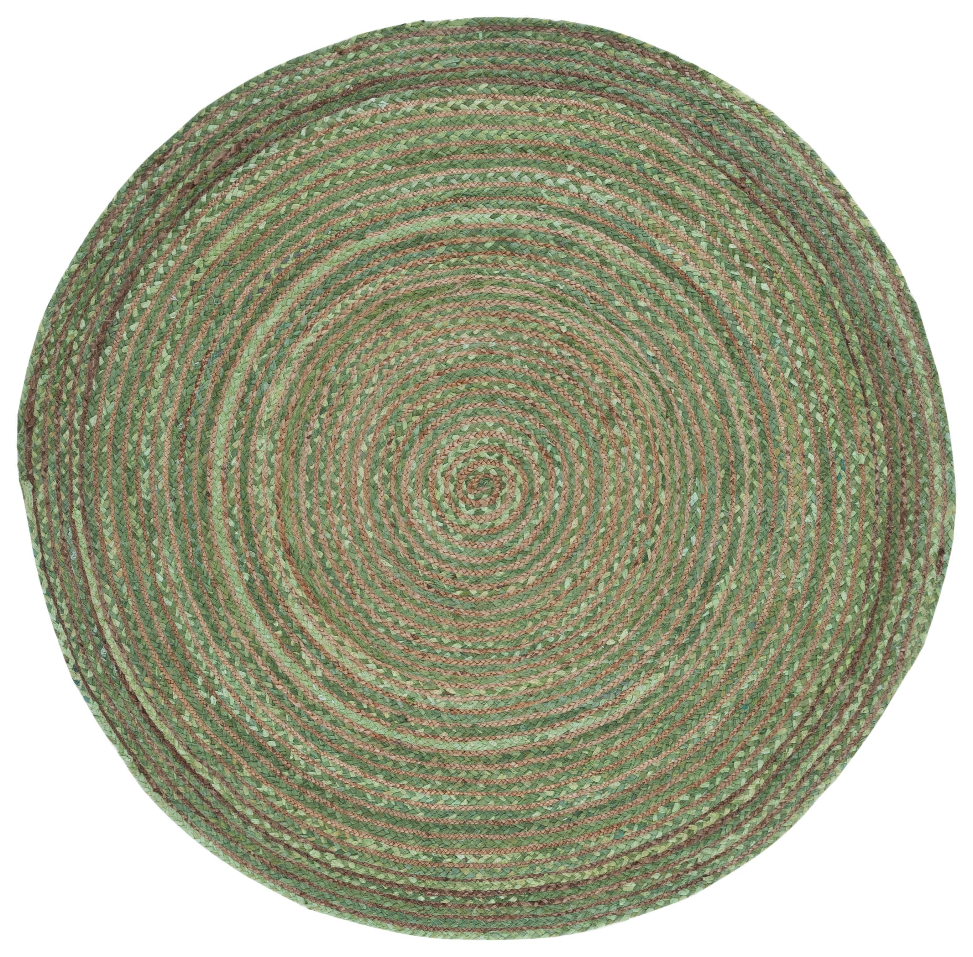 SAFAVIEH Cape Cod Miah Geometric Area Rug, Green/Natural, 4' x 4' Round