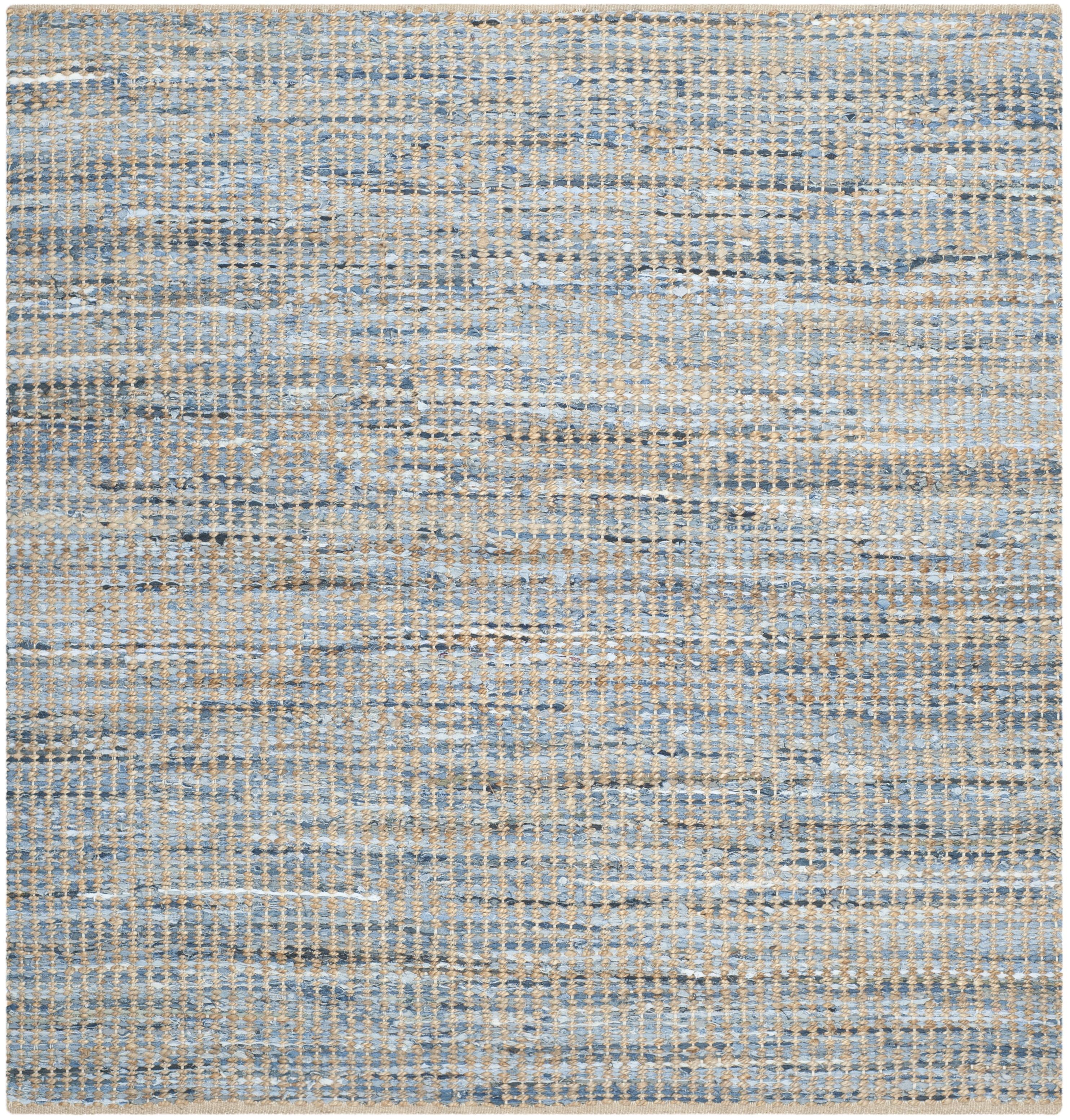 Cape Cod CAP352 Hand Woven Area Rug - Natural/Blue - 9'x9' - Safavieh.