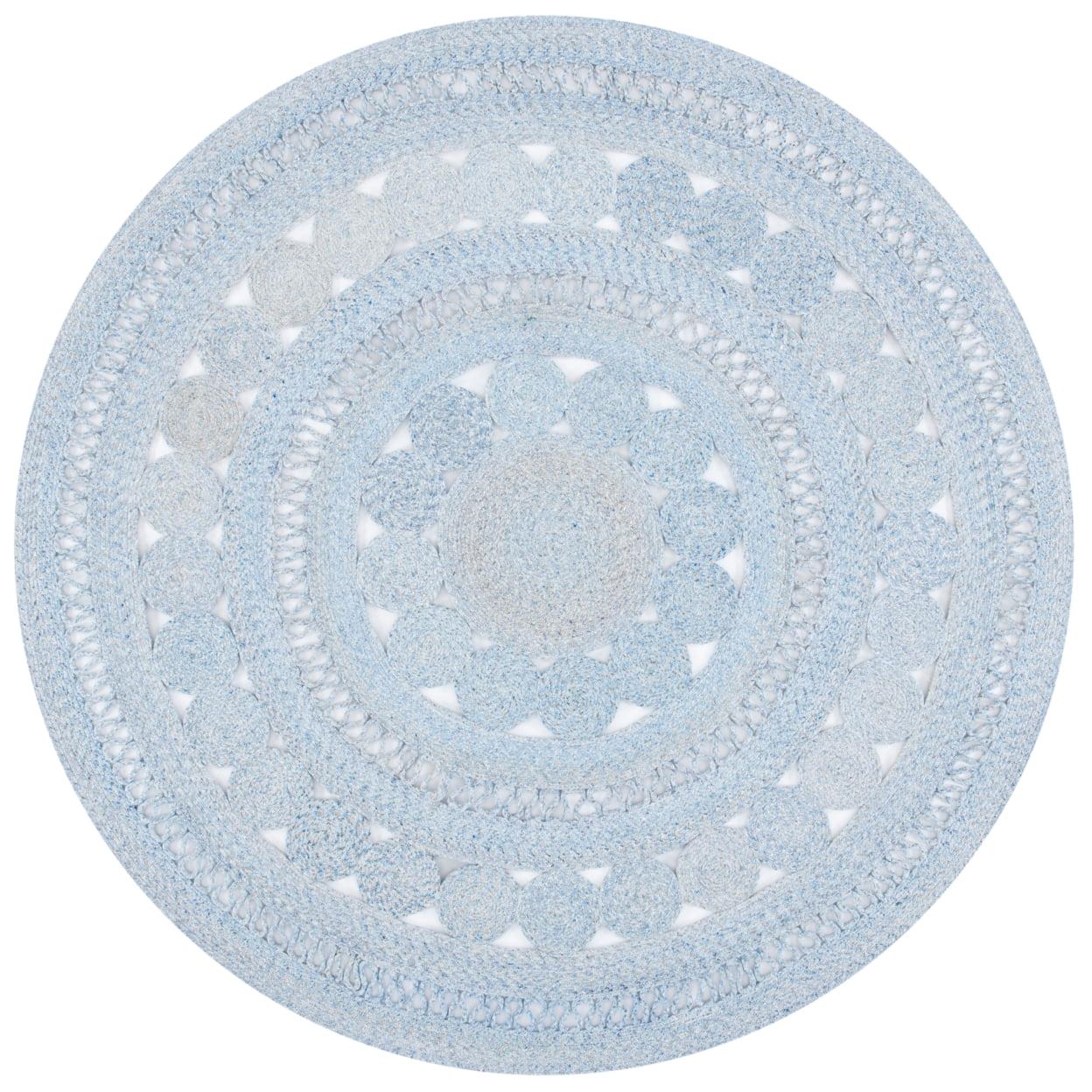 Boho-Chic Handwoven Round Blue Synthetic Area Rug - 6'