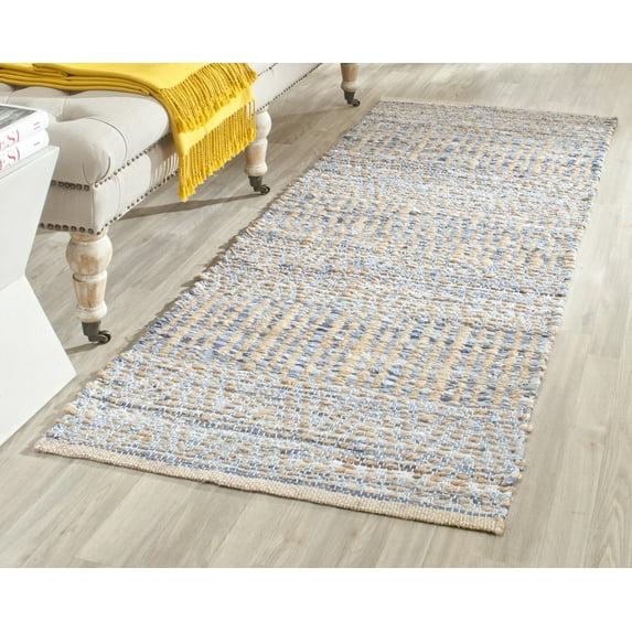 Cape Cod CAP353 Hand Woven Runner Rug - Natural/Blue - 2'3"x14' - Safavieh.