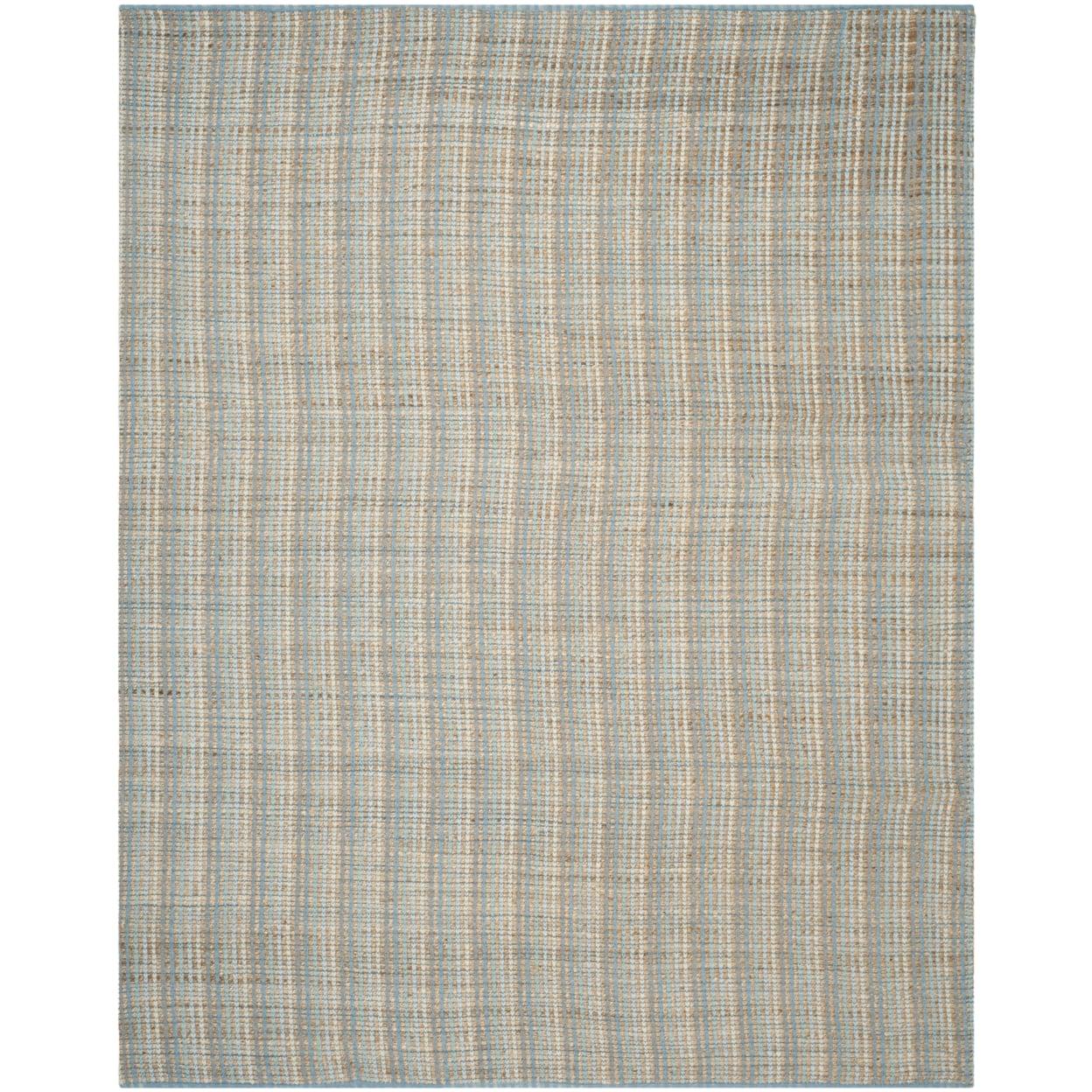 Coastal Charm Gray Stripe Cotton Area Rug, 10' x 14', Handmade and Reversible