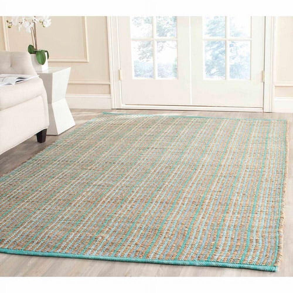 Coastal Charm Gray Stripe Cotton Flat Woven Rug, 8' x 10'