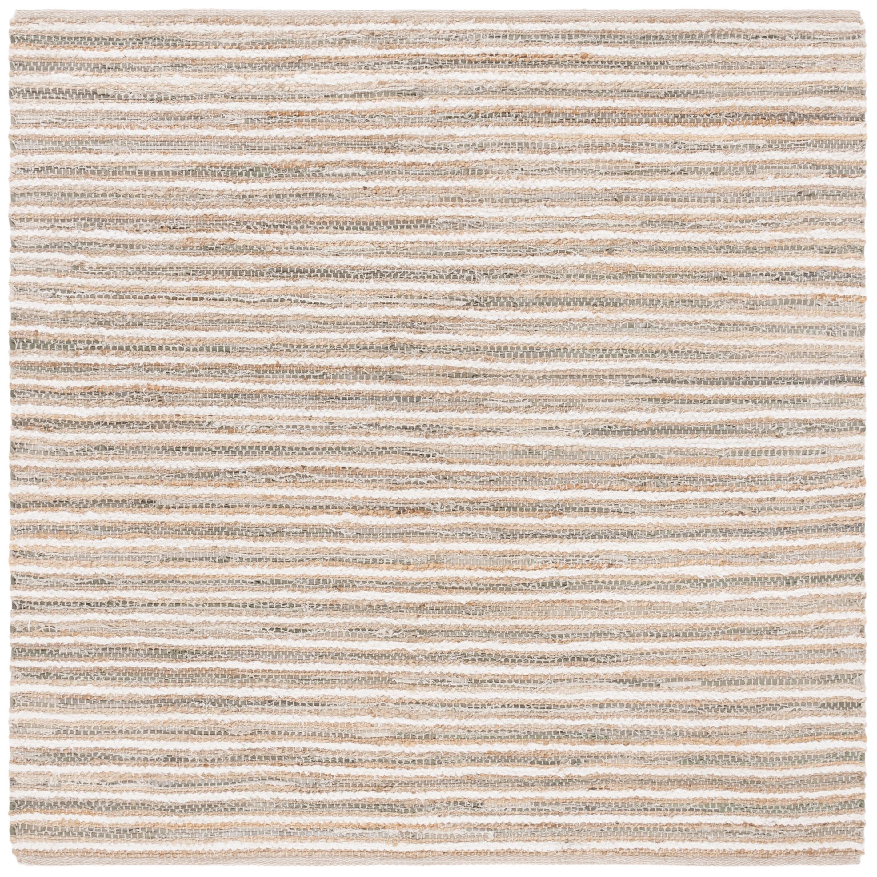Cape Cod CAP151 Handmade Woven Area Rug - Natural/Green - 6' X 6'  Square - Safavieh
