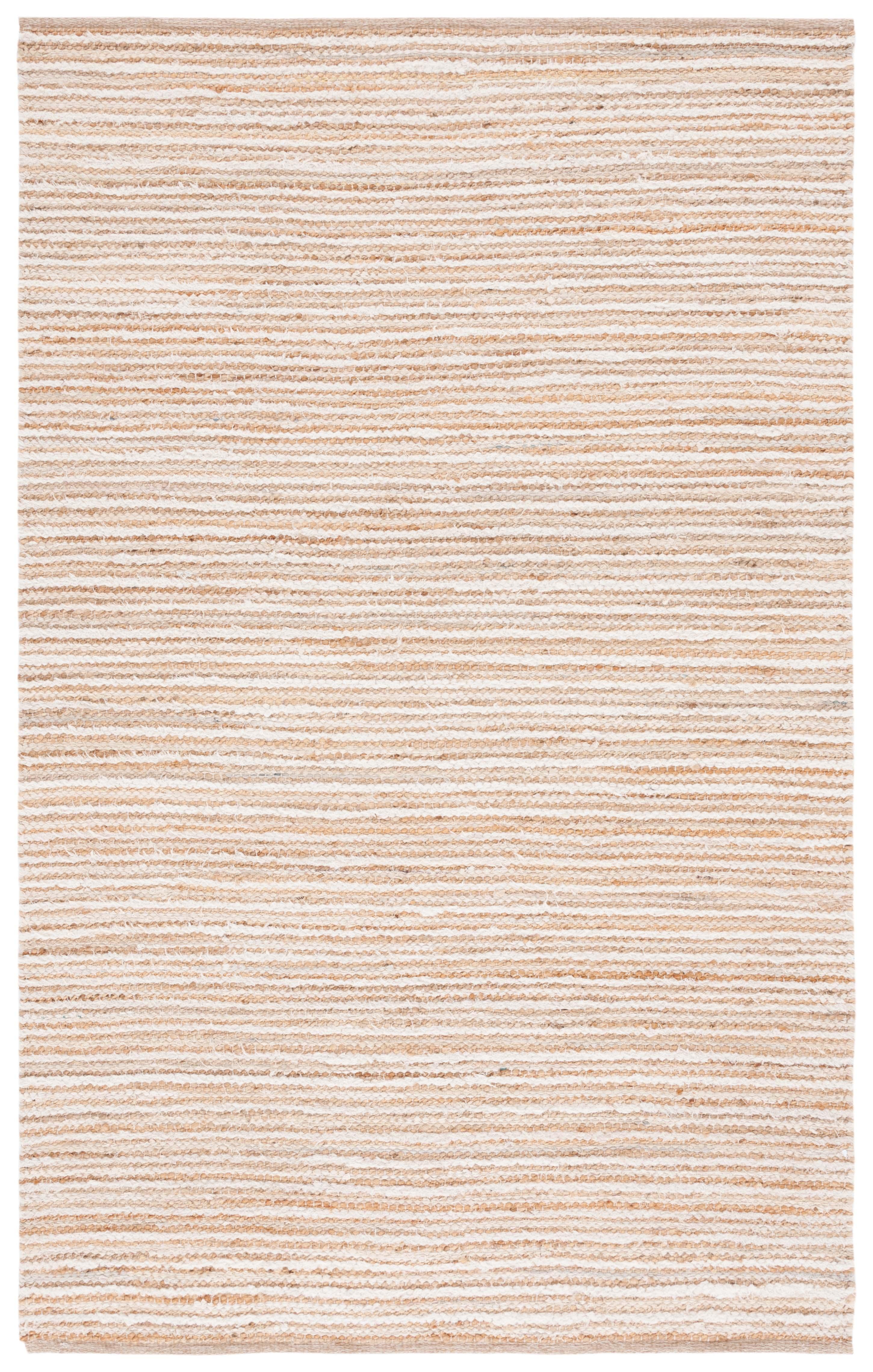 Natural Ivory Handwoven Cotton Striped 4' x 6' Area Rug