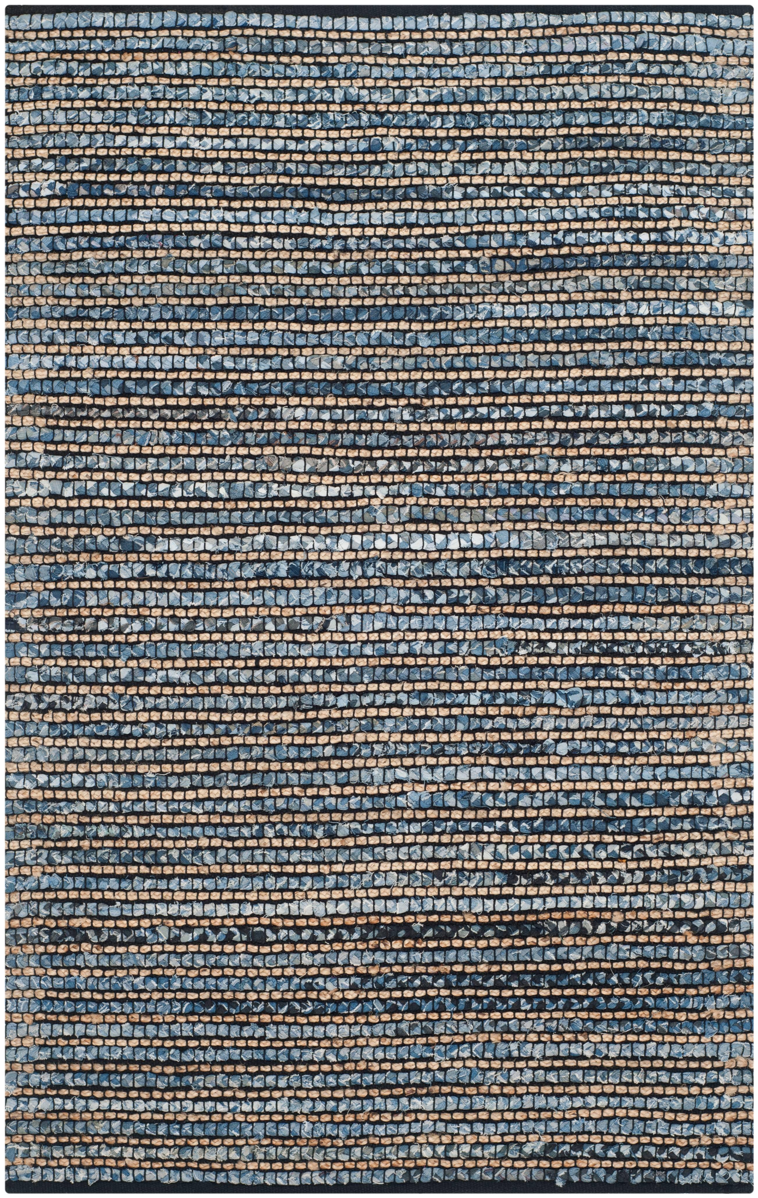 Cape Cod Blue Striped Cotton 3' x 5' Handmade Area Rug