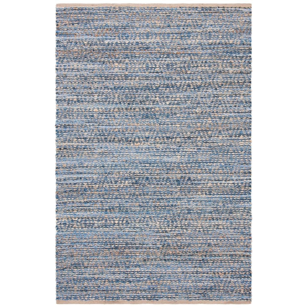 Cape Cod Blue and Natural Handwoven Jute Area Rug 4' x 6'