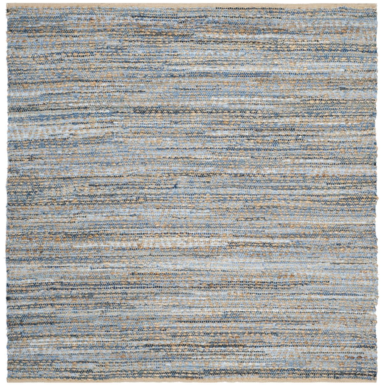 Cape Cod Blue and Natural Square Wool Area Rug