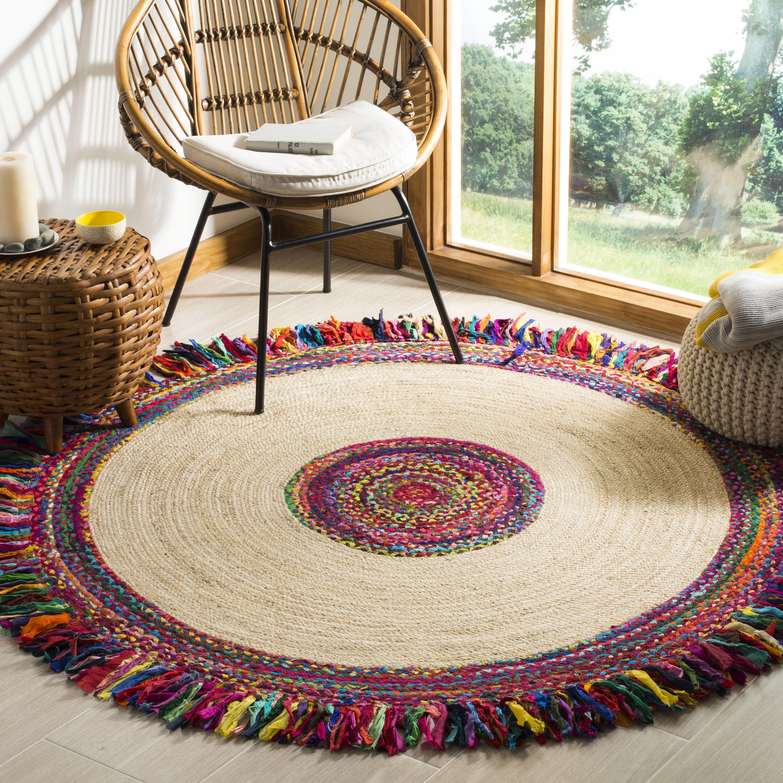 Cape Cod CAP205 Hand Woven Area Rug - Ivory/Red - 8' round - Safavieh.
