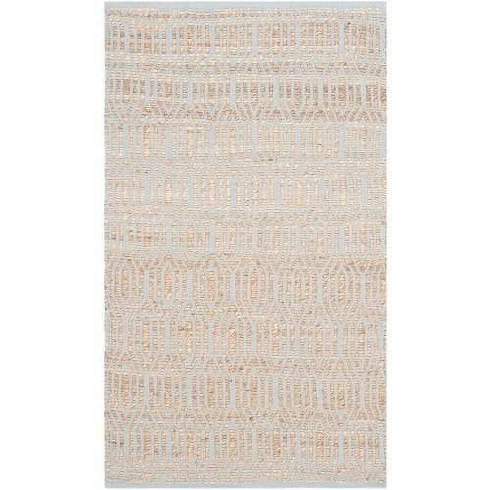 Silver and Natural Braided Cotton Rectangular Rug, 5' x 8'