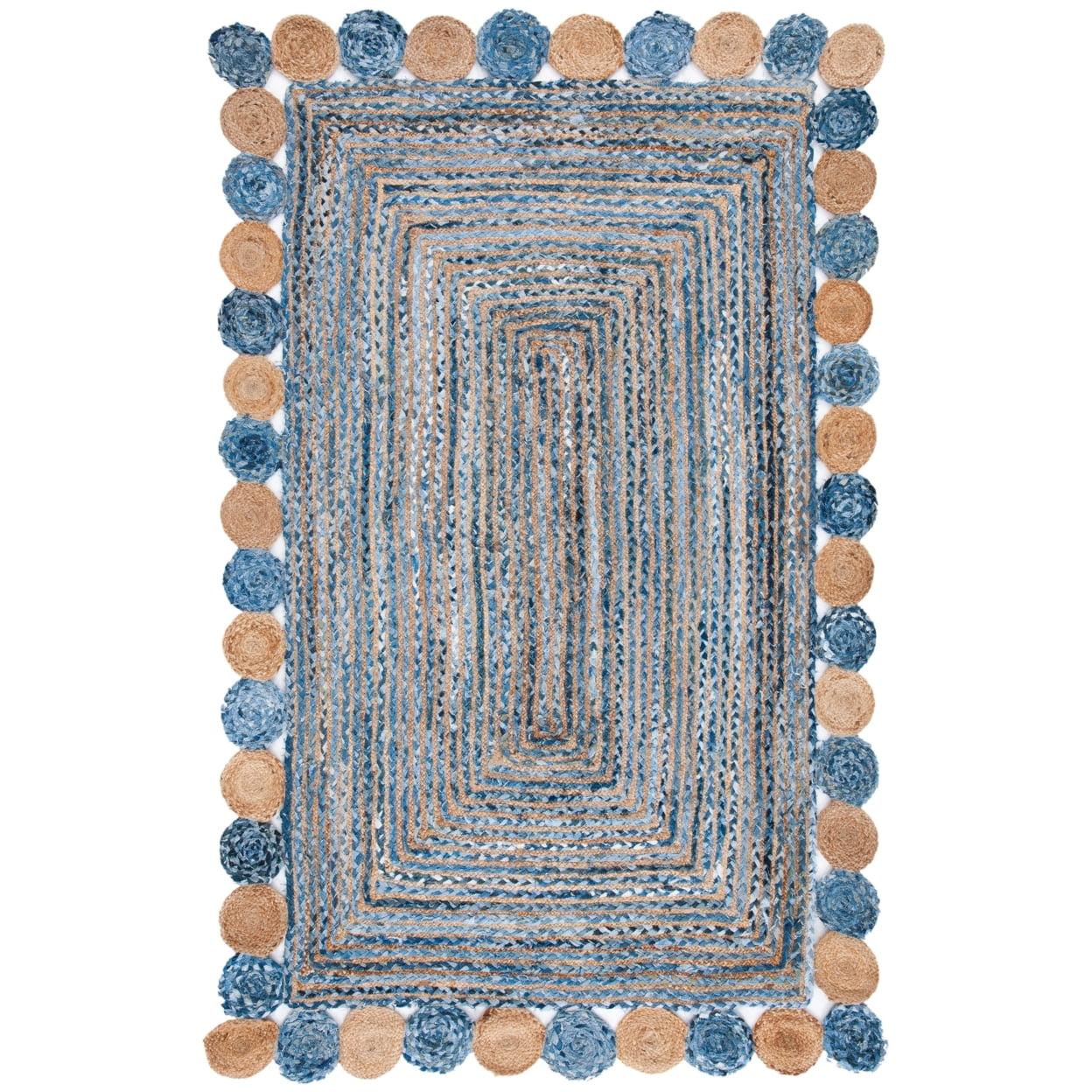 Cape Cod CAP201 Woven Indoor Area Rug - Blue/Beige - 5'x6'6" Oval - Safavieh