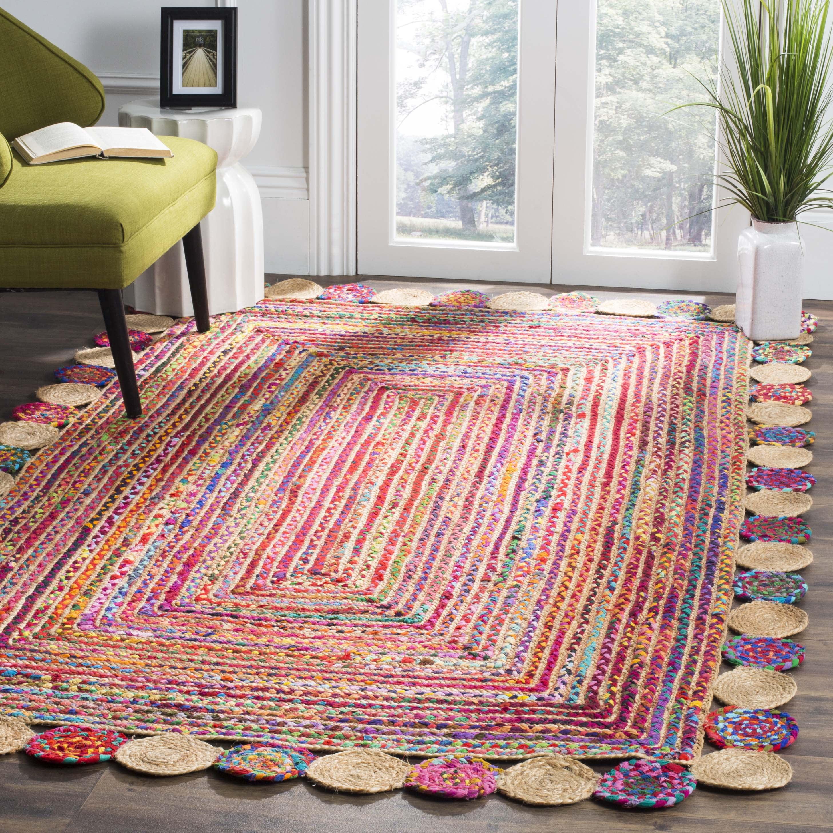 Handmade Multicolor Cotton Oval Area Rug 6' x 9'