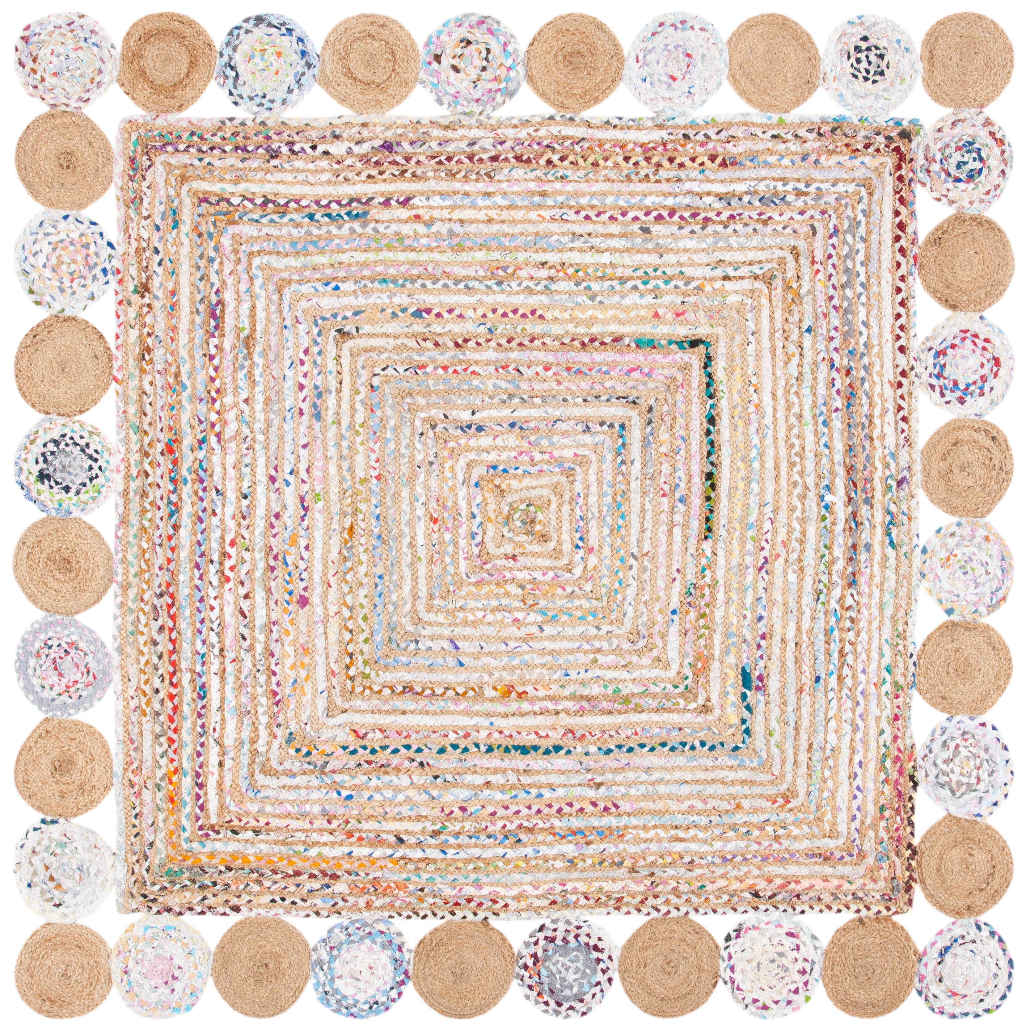Cape Cod CAP201 Woven Indoor Area Rug - Beige/Multi - 6'x6' - Safavieh