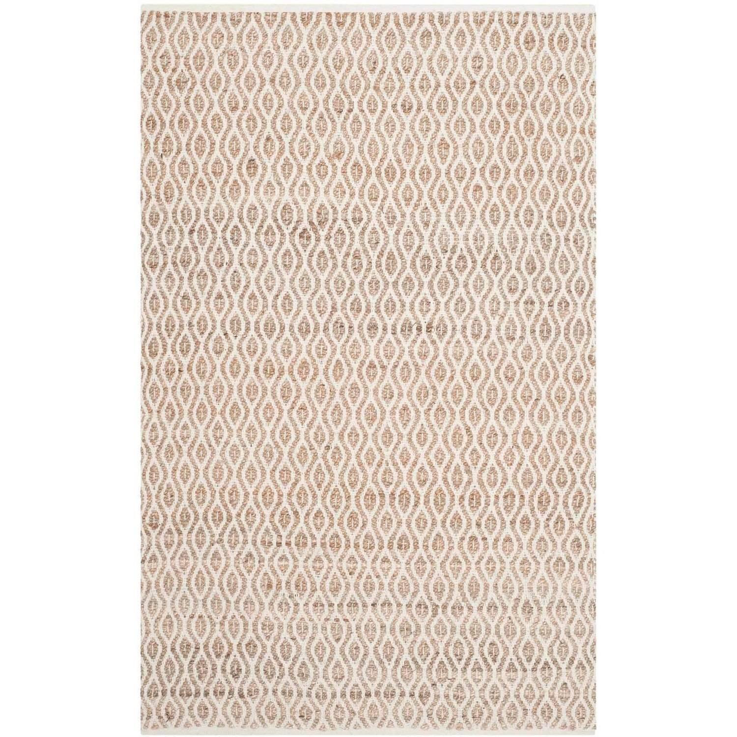 Boho-Chic Natural Cotton 5' x 8' Handwoven Geometric Rug