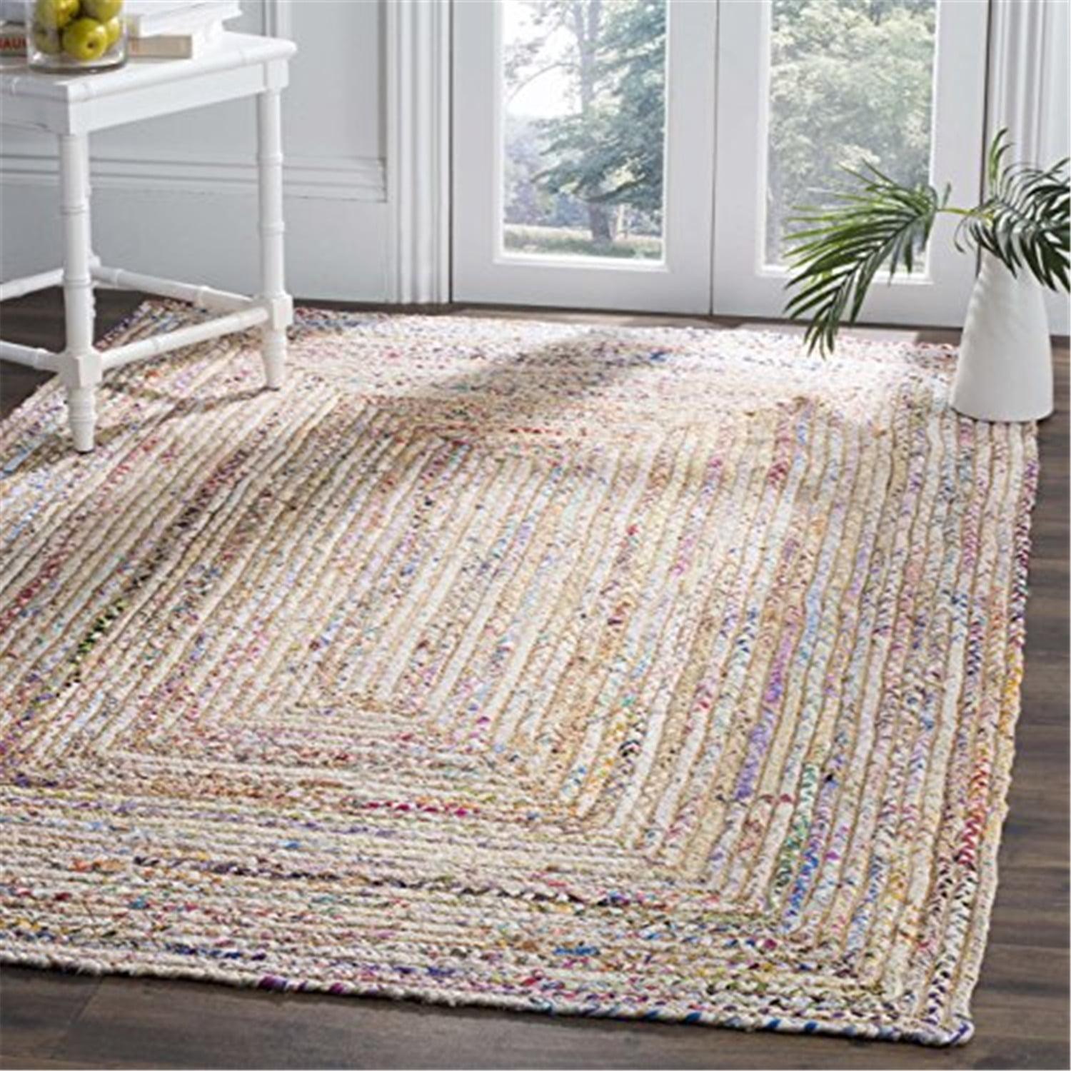 Beige Multi Stripe Handmade Cotton 8' x 10' Area Rug