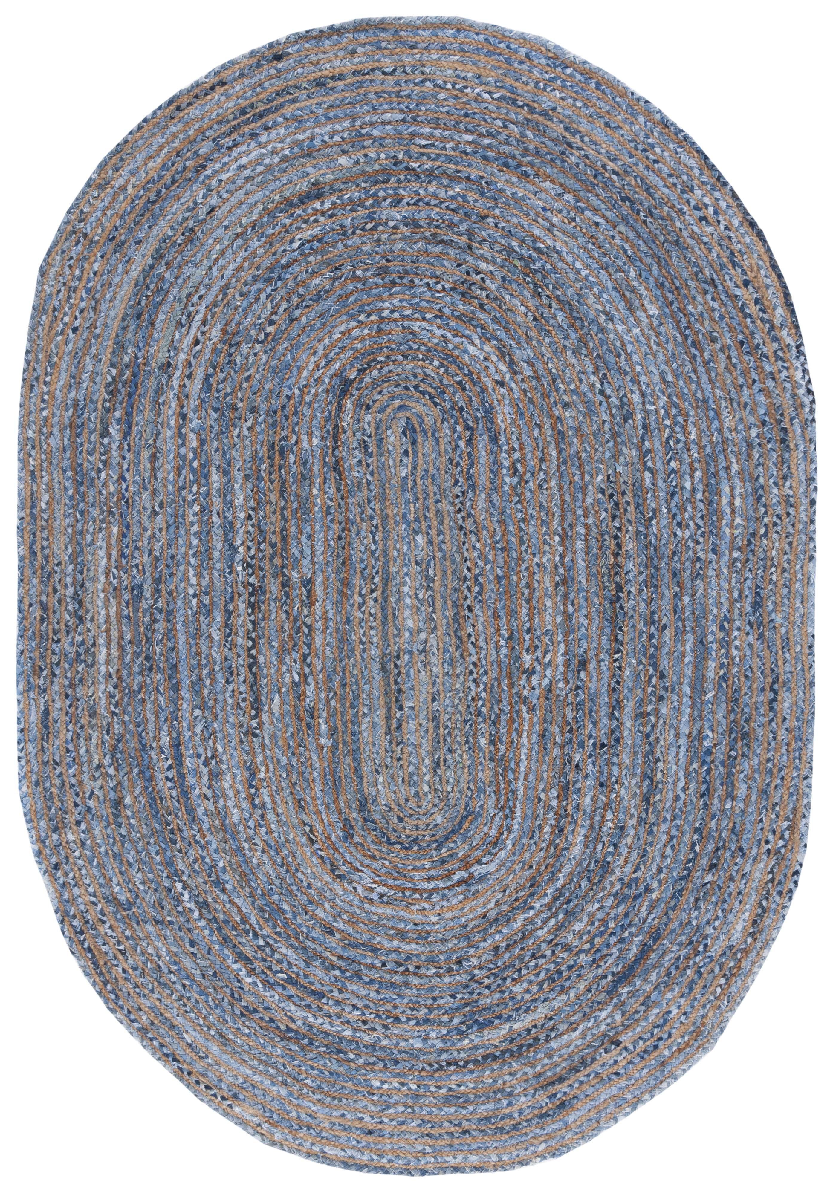 Cape Cod CAP202 Woven Indoor Area Rug - Blue/Natural - 8'x10' Oval - Safavieh