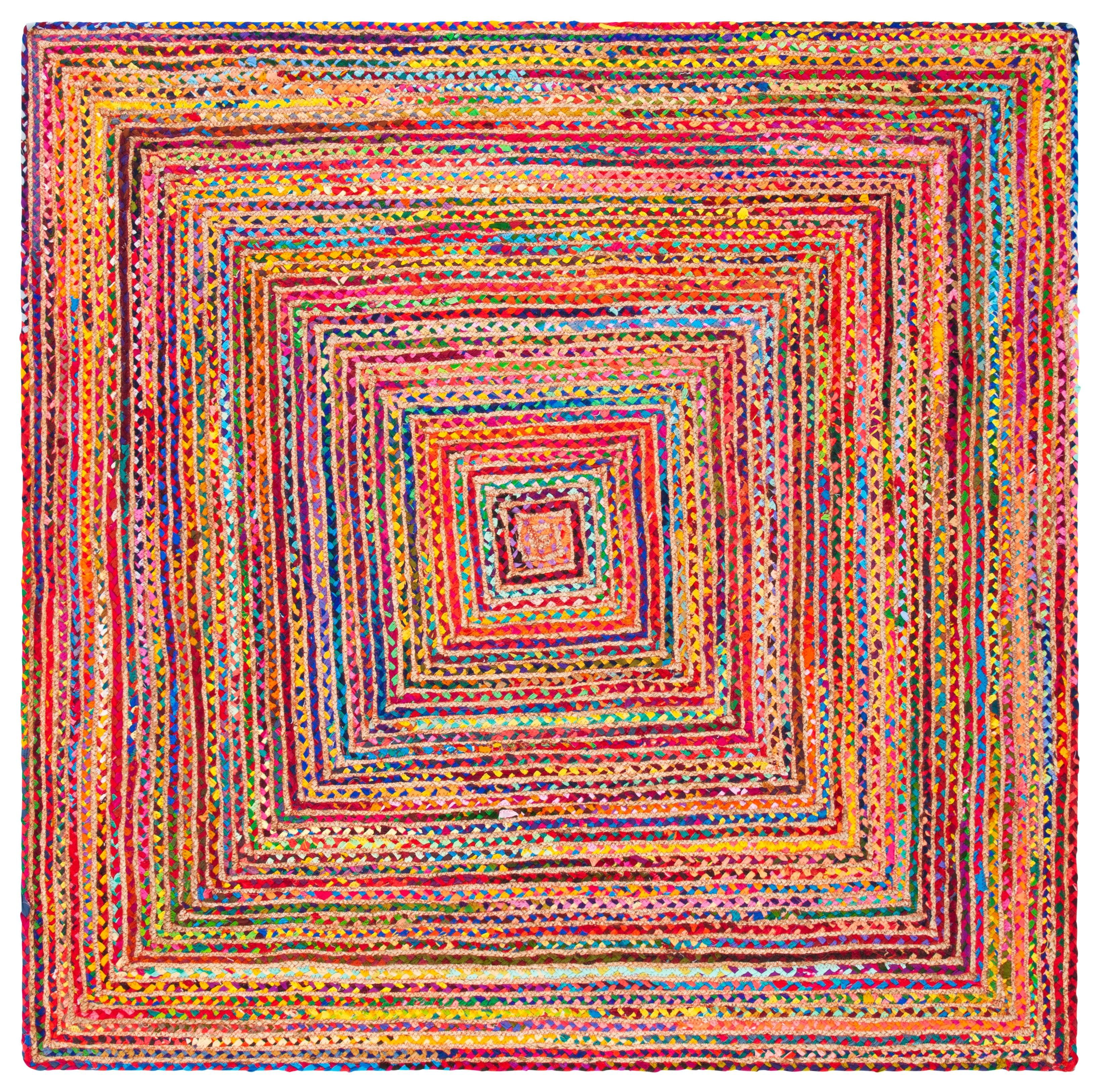 Cape Cod CAP202 Woven Indoor Area Rug - Red/Multi - 9'x9' - Safavieh