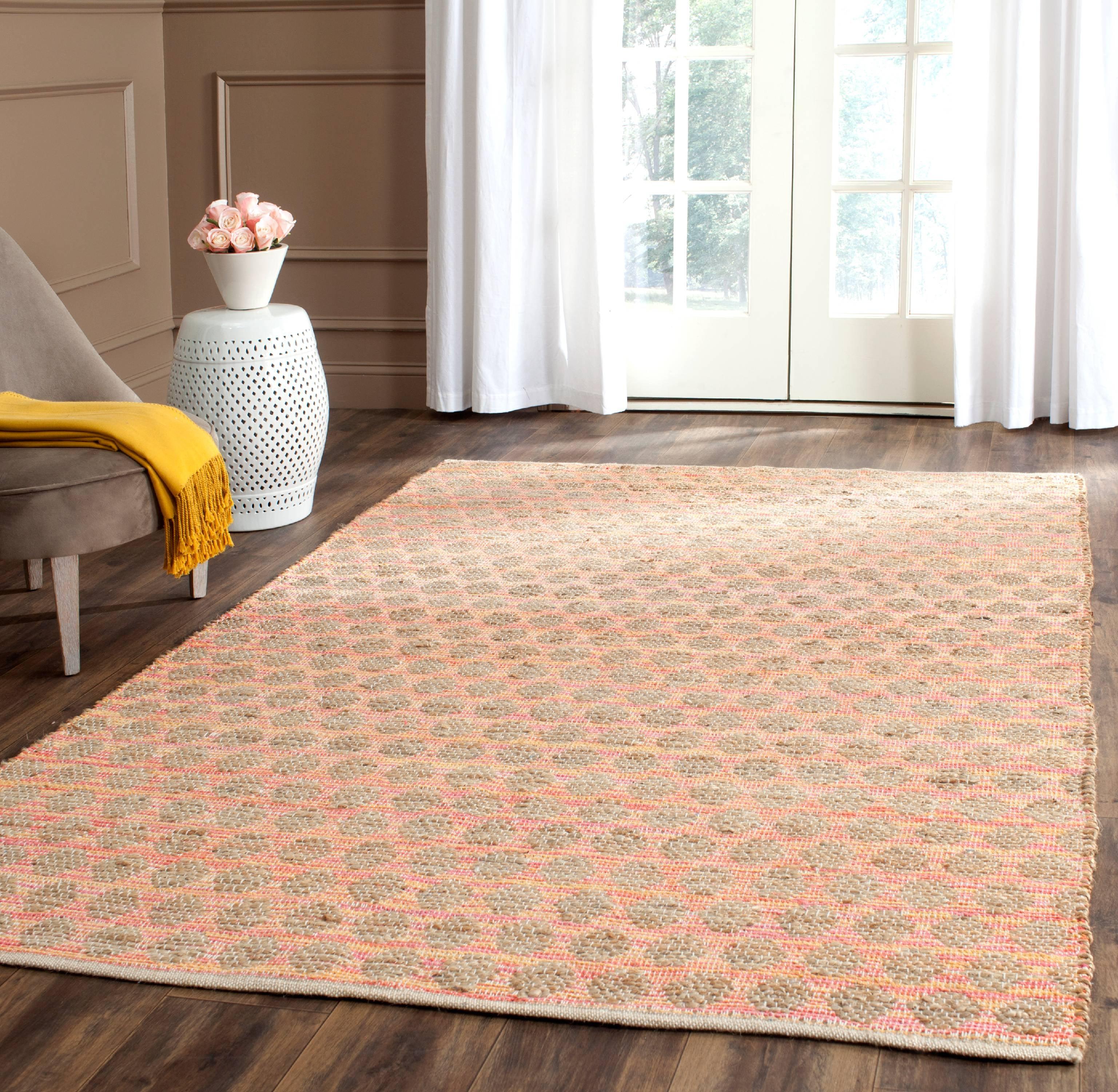 Handmade Flat Woven Orange and Natural Cotton Area Rug 6' x 9'