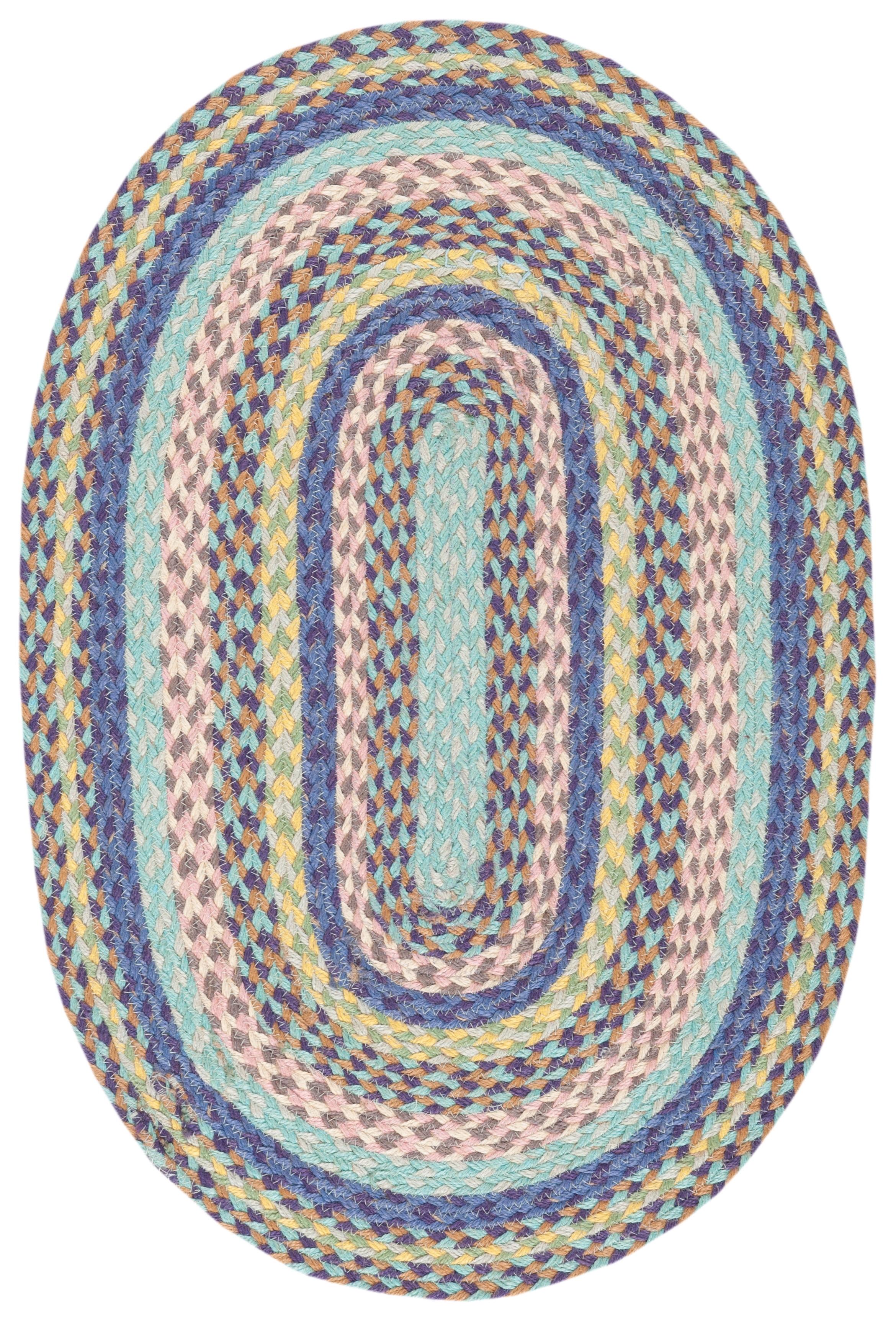 Cape Cod CAP241 Hand Woven Area Rug - Blue/Green - 5'x7' Oval - Safavieh.