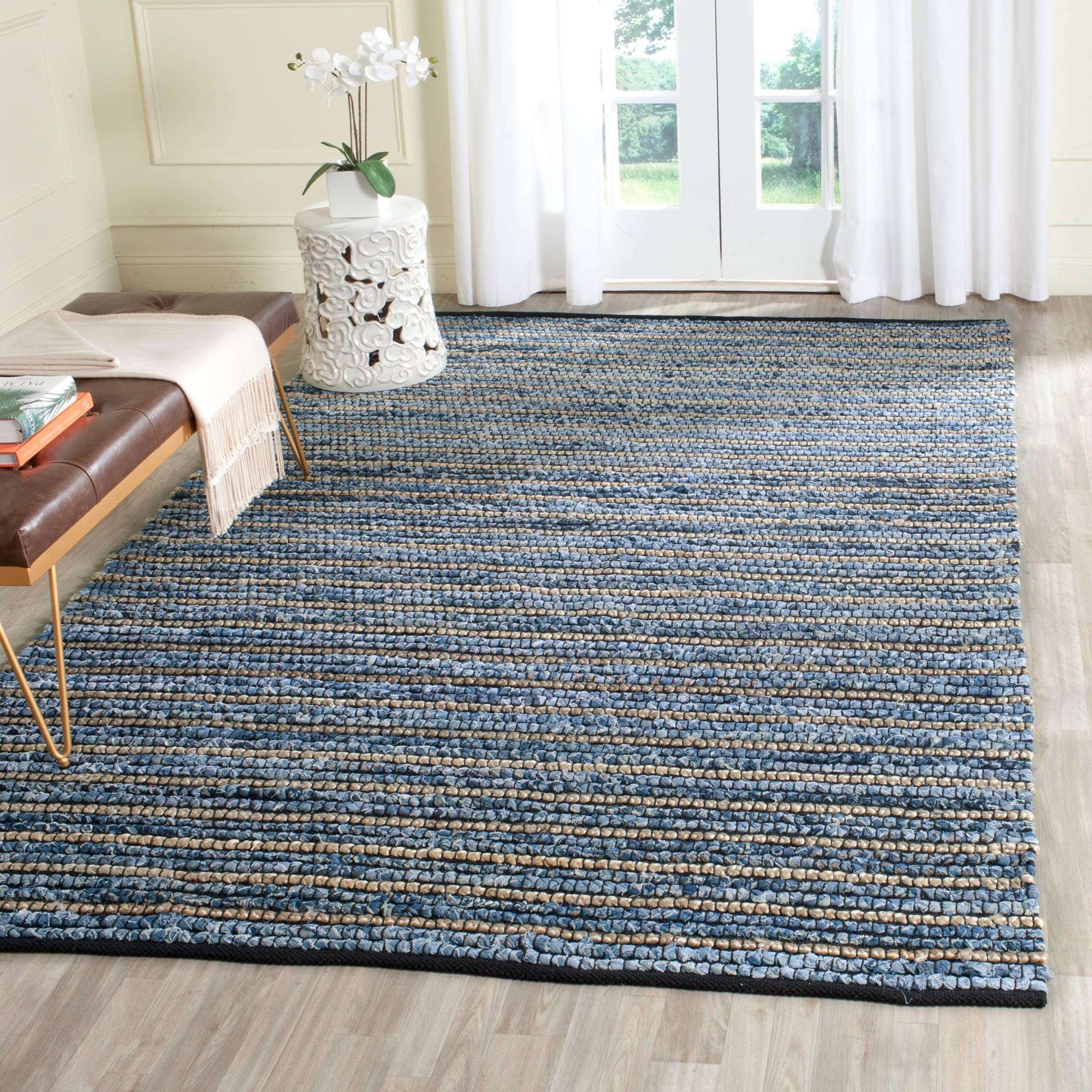 Cape Cod Blue Cotton Handmade 6' x 9' Area Rug