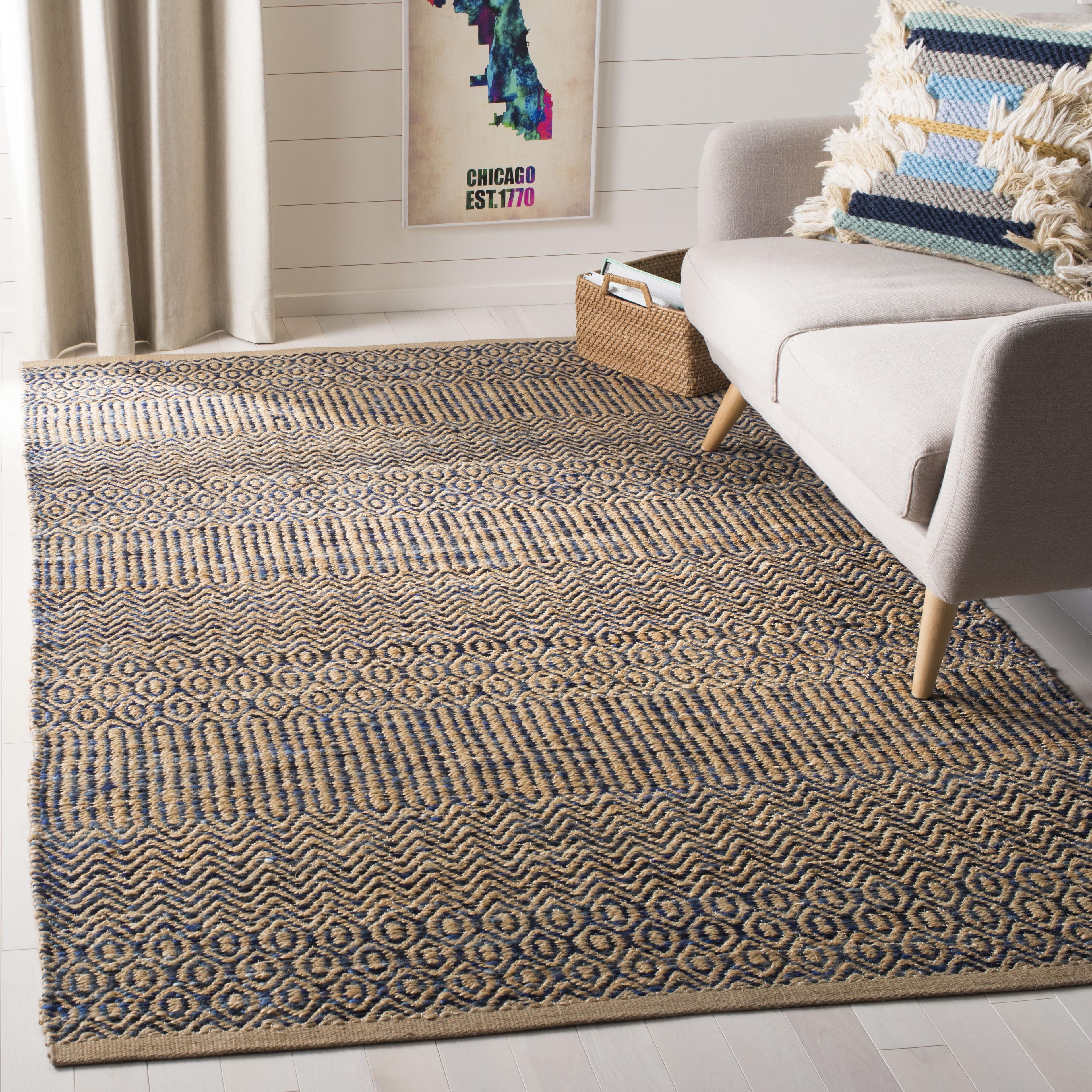 Blue 8' x 10' Reversible Synthetic Flat Woven Area Rug