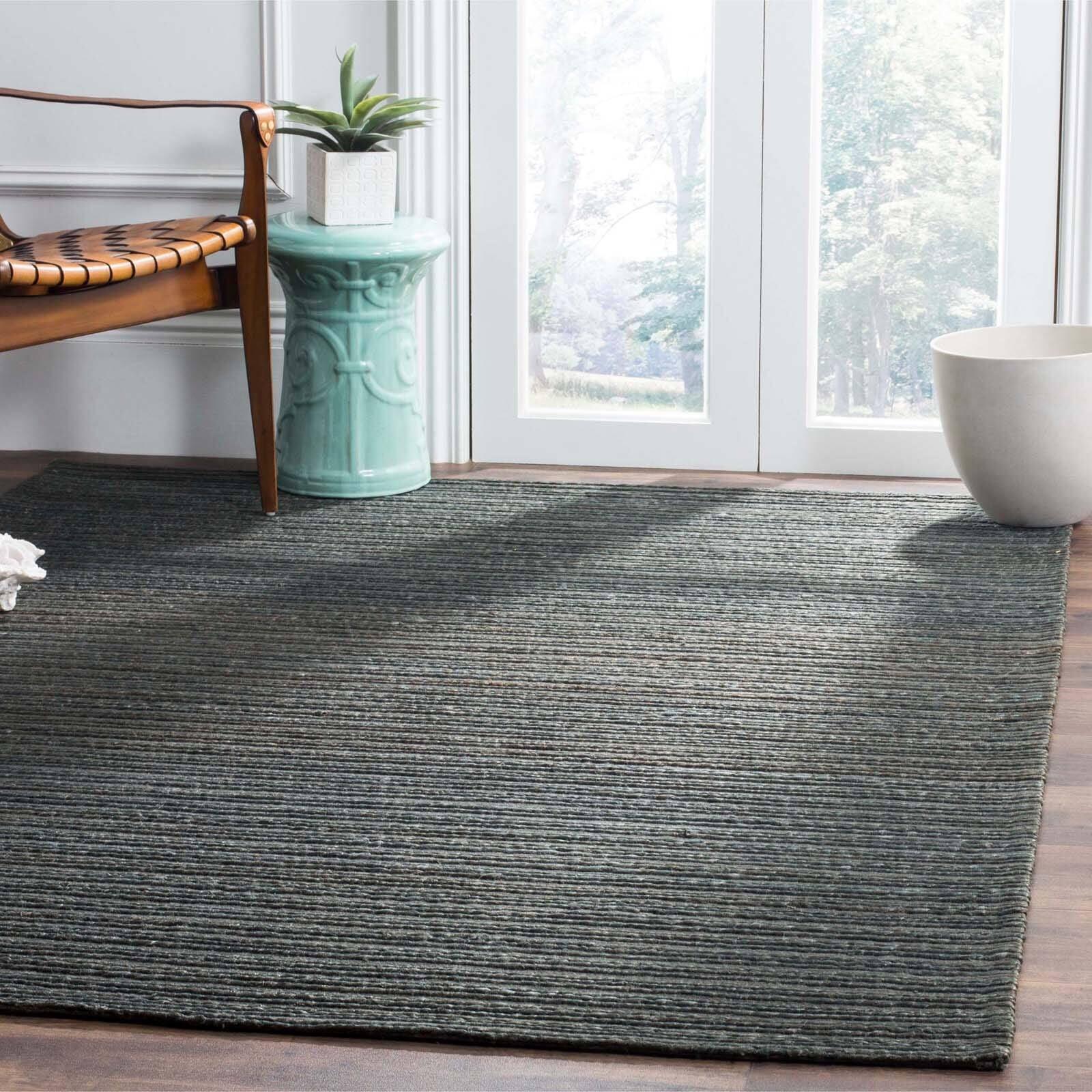 Cape Cod Dark Green Handwoven Cotton Area Rug 5' x 8'