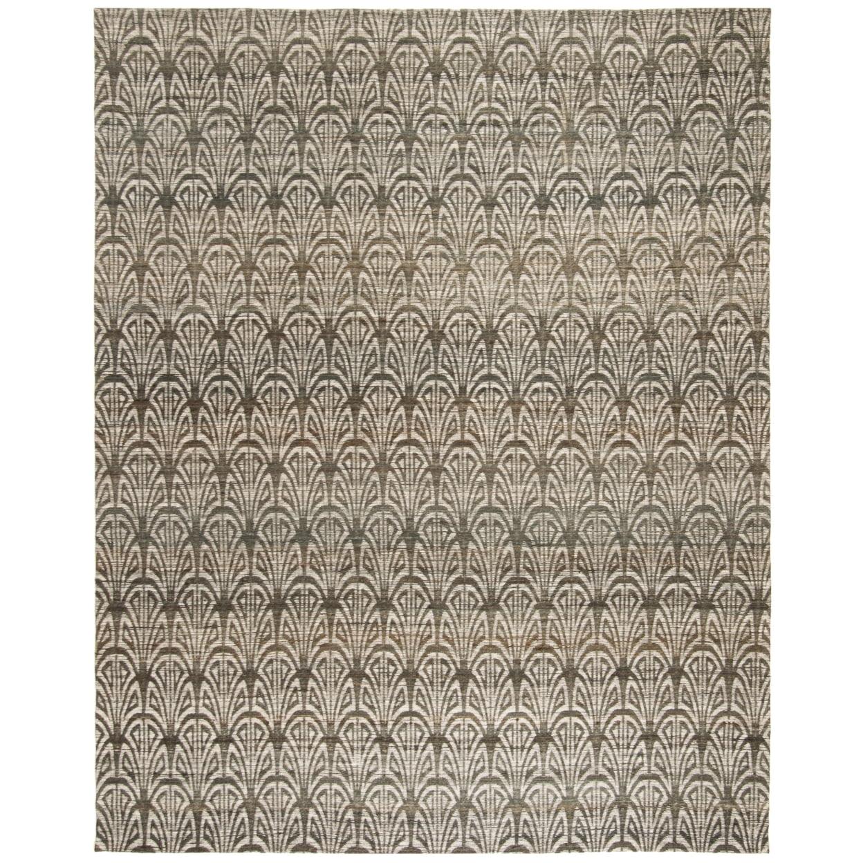 Jeanette Boho-Chic Brown Square Handwoven Cotton Accent Rug