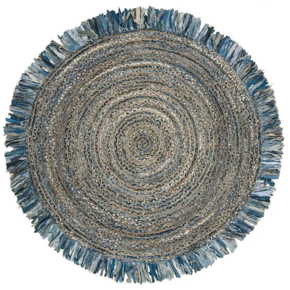 Cape Cod CAP206 Hand Woven Area Rug - Ivory/Denim - 7' round - Safavieh.