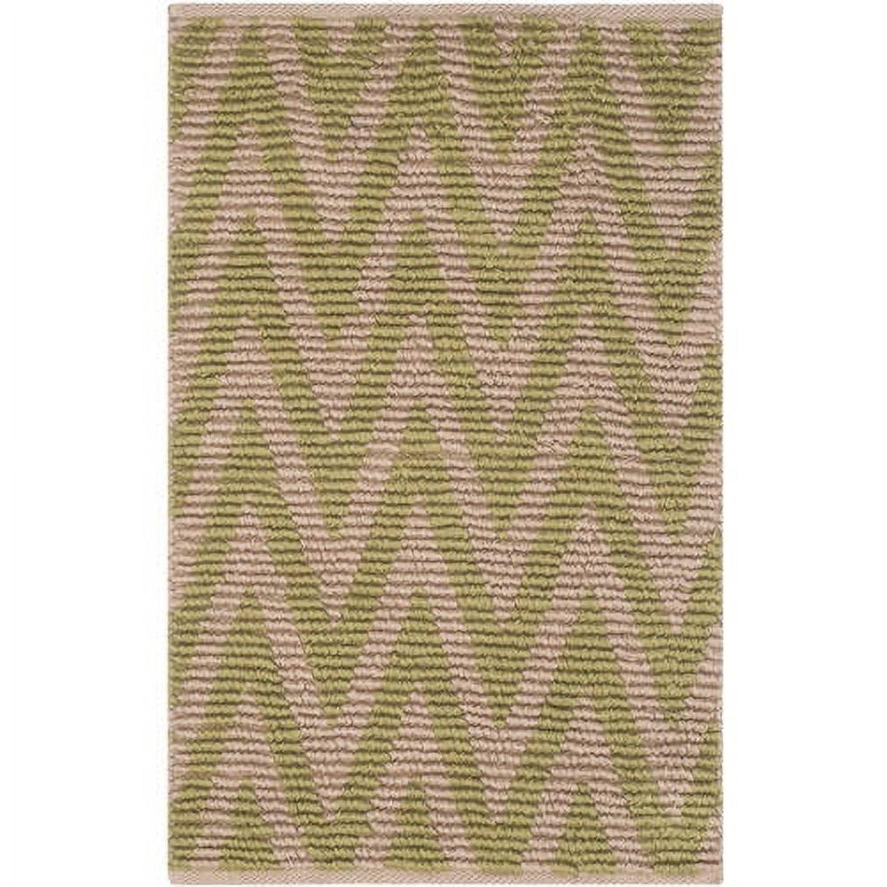 Natural Green Hand-Knotted Cotton Area Rug