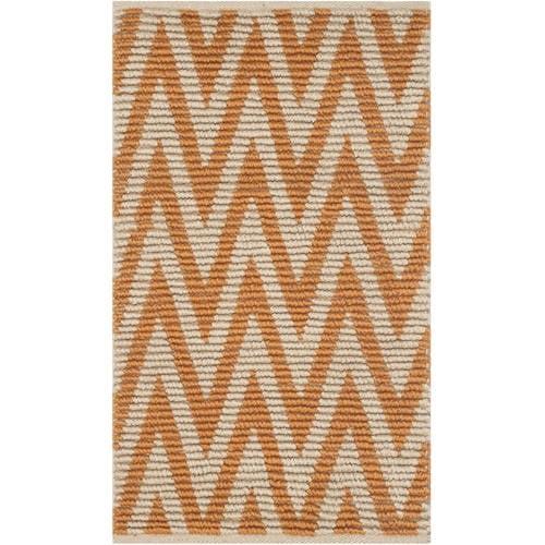 Cape Cod Natural Orange Hand-Knotted Wool and Cotton Area Rug, 2'3" x 3'9"