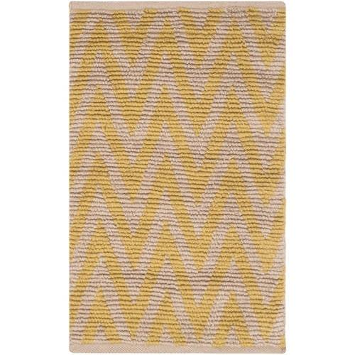 Natural Yellow Handwoven Chevron Cotton Area Rug