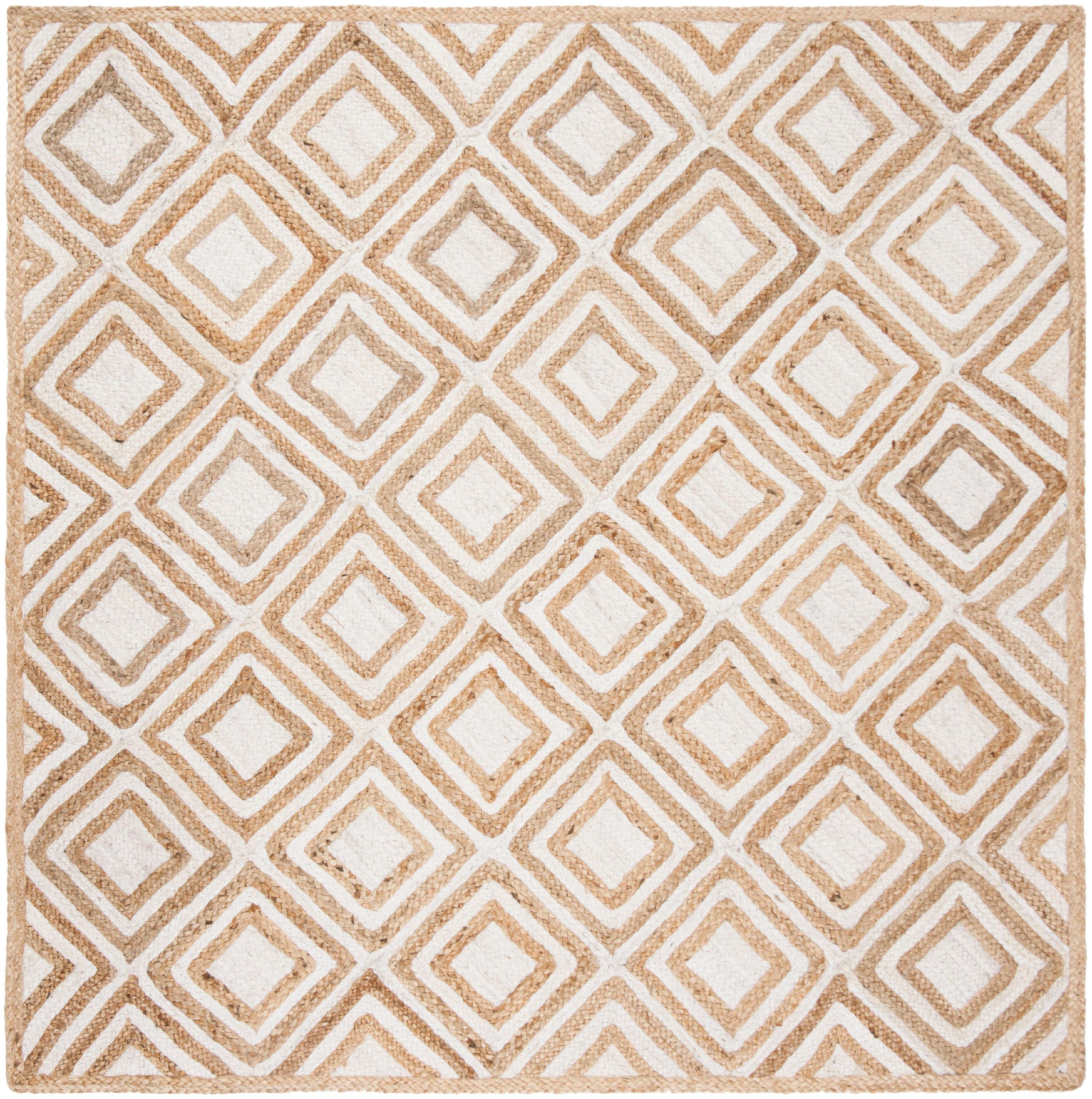 Ivory Natural Jute 6' Square Handwoven Reversible Area Rug