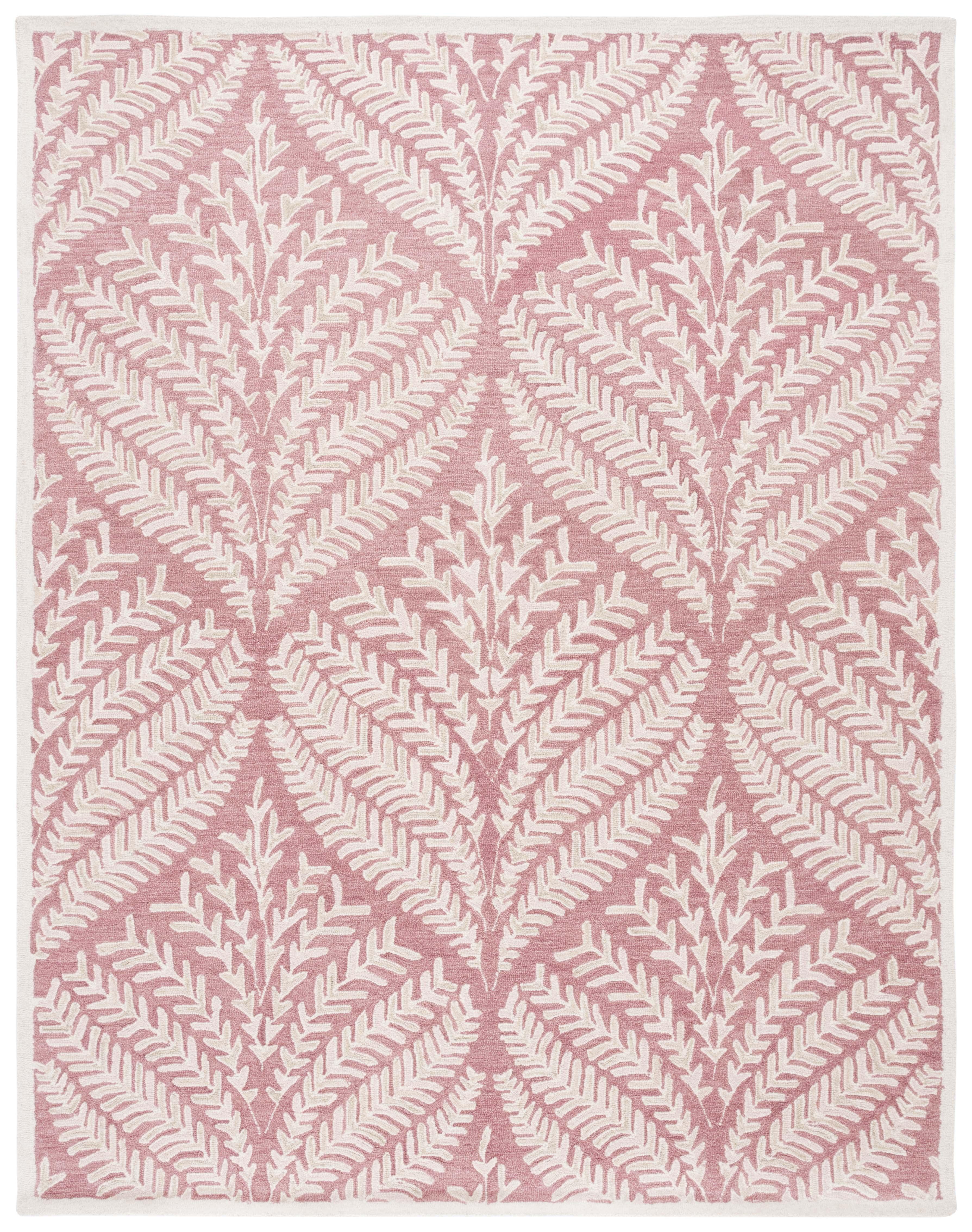 SAFAVIEH Capri Proinsias Leaves Wool Area Rug, Pink/Ivory, 8' x 10'